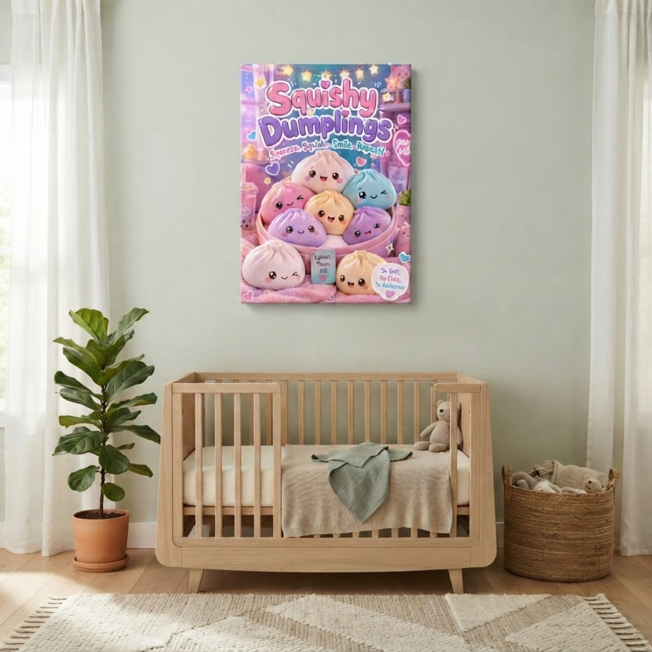 Squishy Dumplings Poster — Cute Kawaii Plush Art Print (Satin or Archival Matte)
