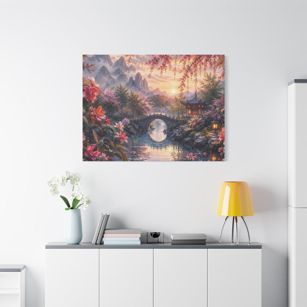 Zen Cherry Blossom Landscape Matte Canvas
