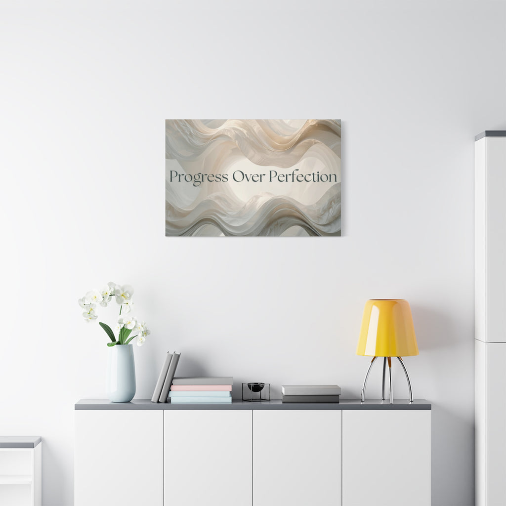 Progress Over Perfection Canvas | Inspirational Wall Art, Neutral Abstract