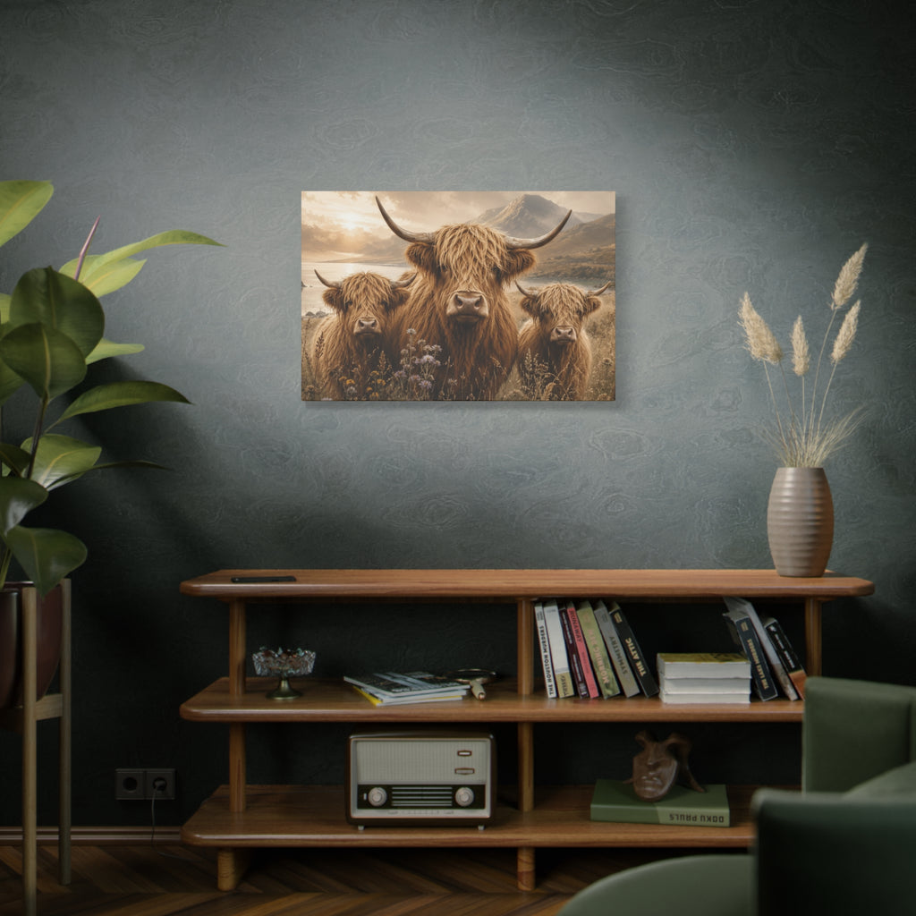 Highland Cows Canvas | Matte Stretched Wall Art