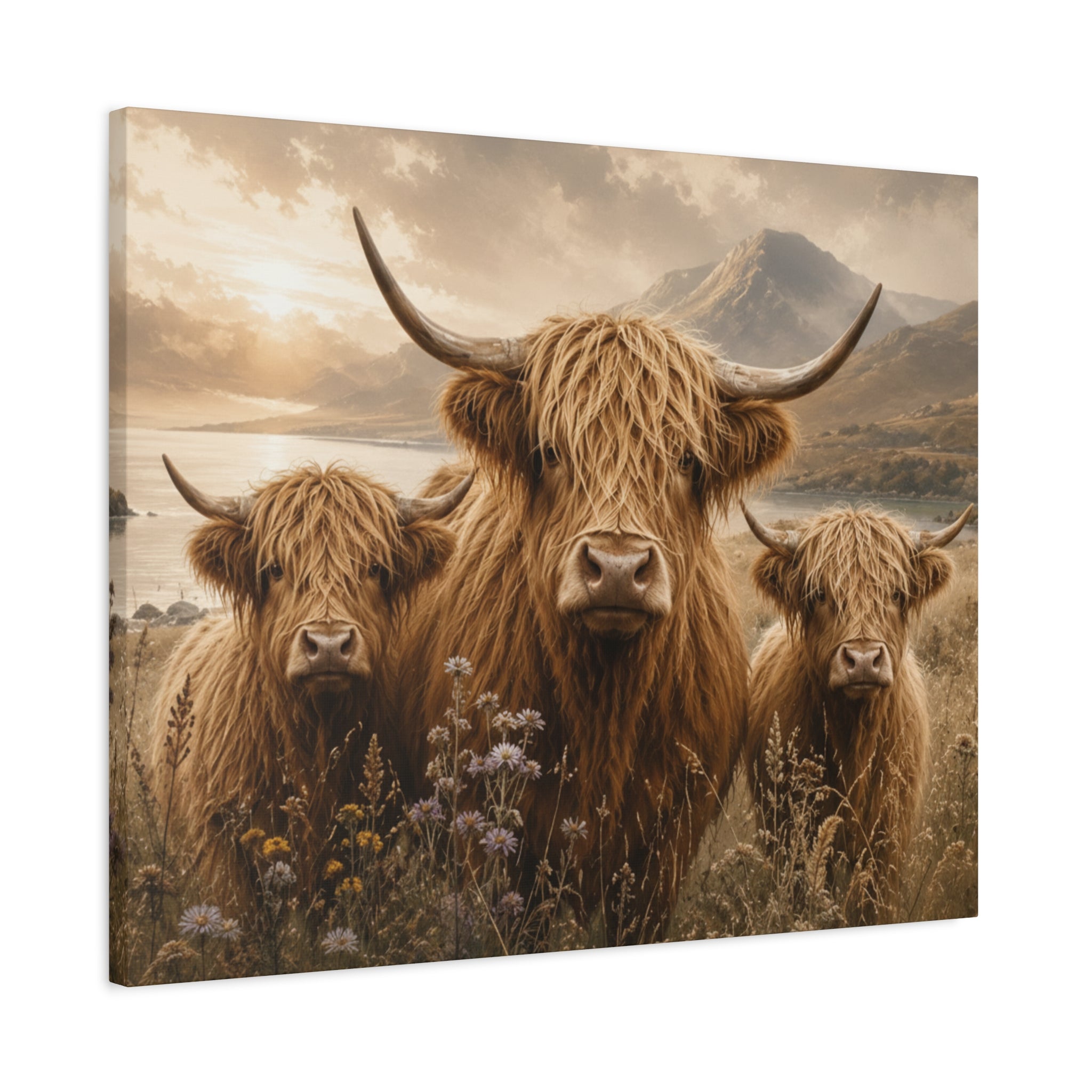 Highland Cows Canvas | Matte Stretched Wall Art