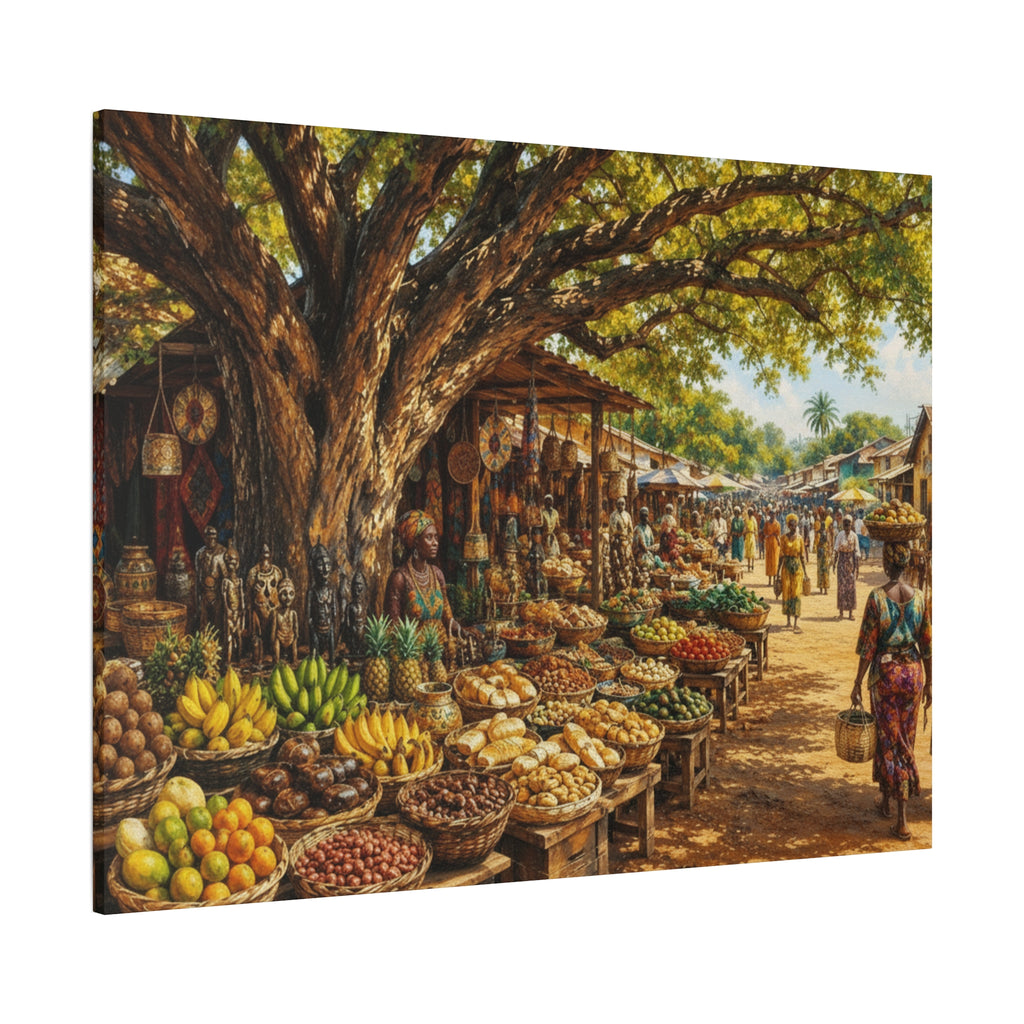 Nigerian Market Day Produce Matte Canvas