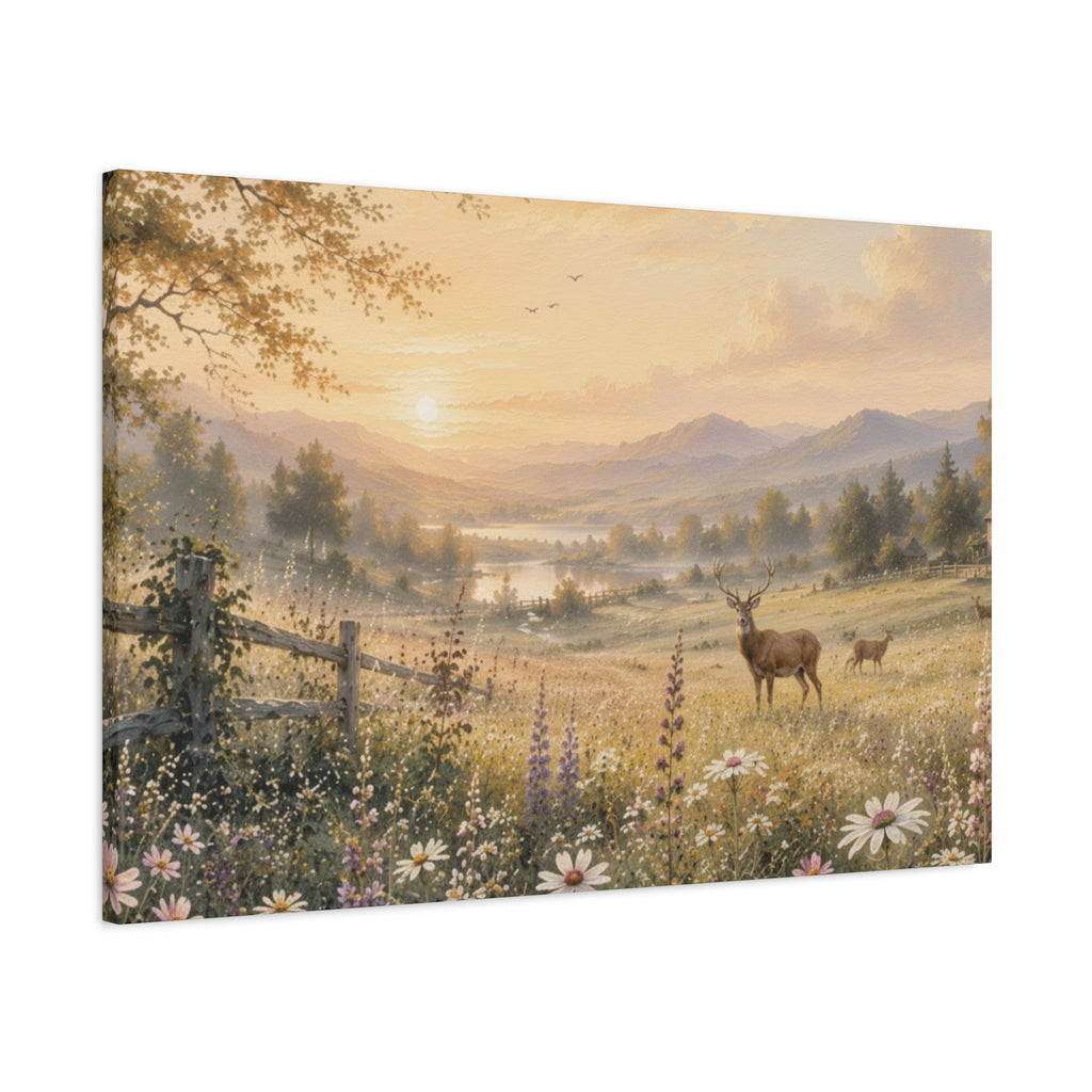 Deer Meadow Sunrise Canvas