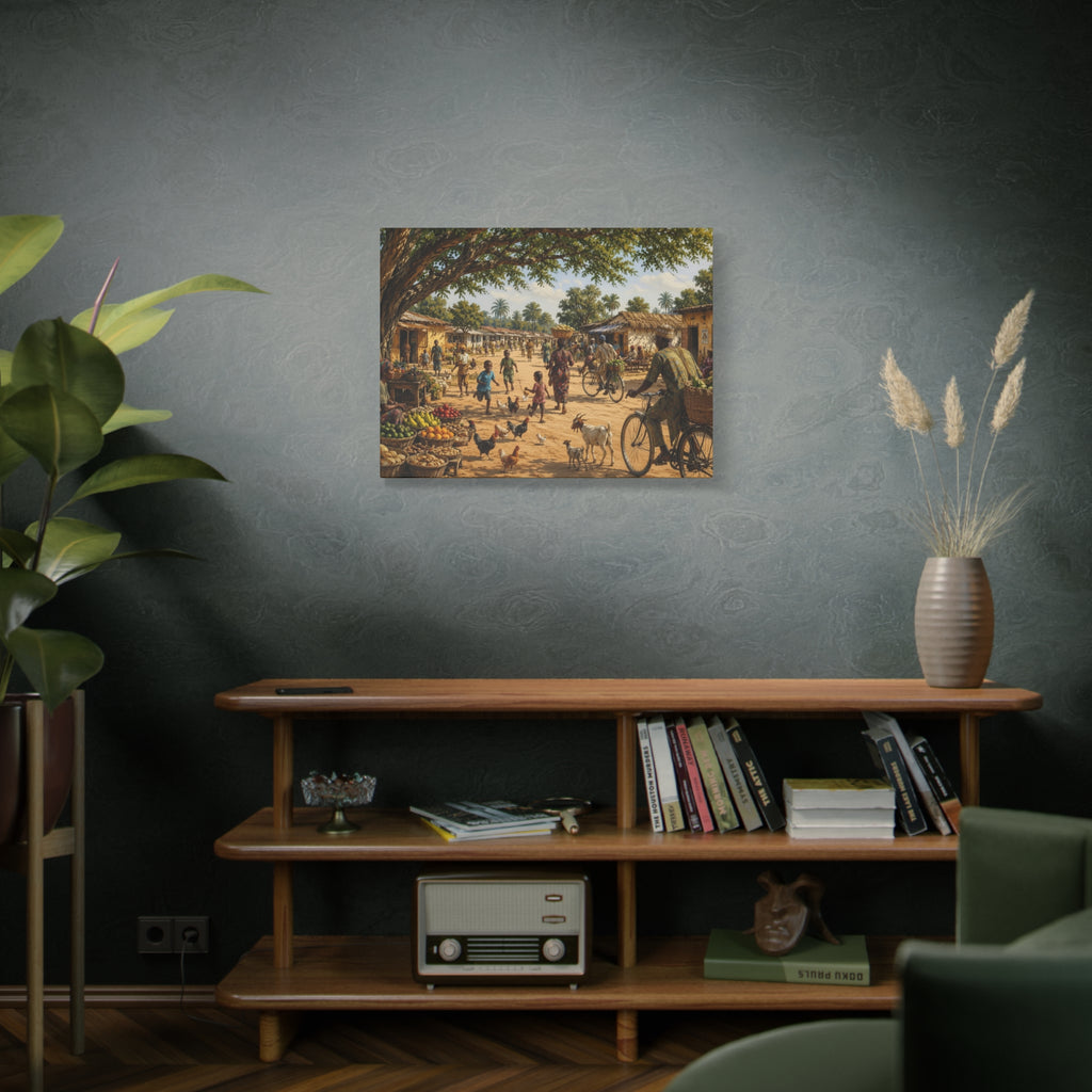 Nigerian Market Day Villagers Matte Canvas