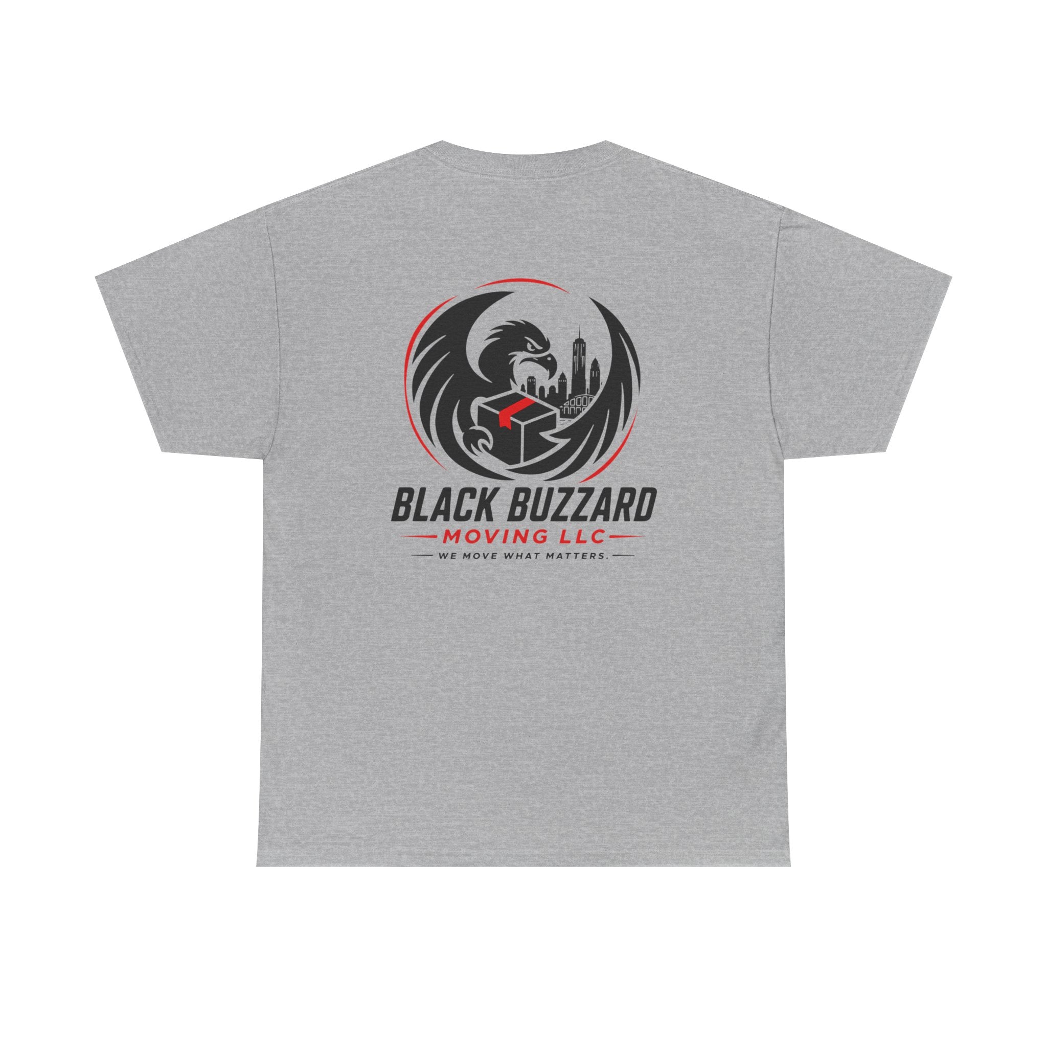 Moving Company White/Grey Logo Tee — "Black Buzzard Moving Co." Graphic T-Shirt
