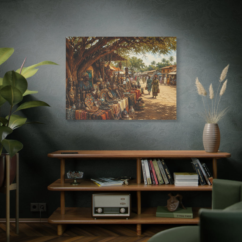 Nigerian Market Day Cultural Matte Canvas