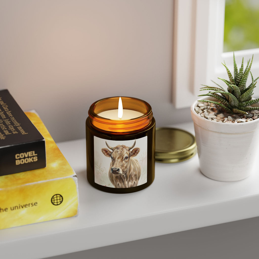 Highland Cow Candle | Farmhouse Decor Gift | Cute Cow Lover Gift | Soy Candle 4oz 9oz | Rustic Home Decor | Country Style Candle