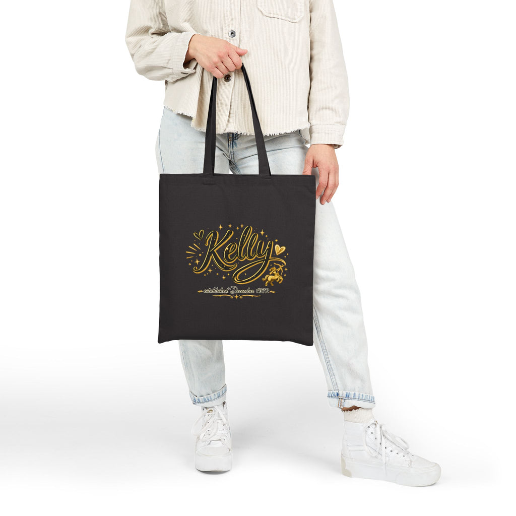 Personalized Tote Bag — "Kelly" Cotton Canvas Grocery & Market Tote