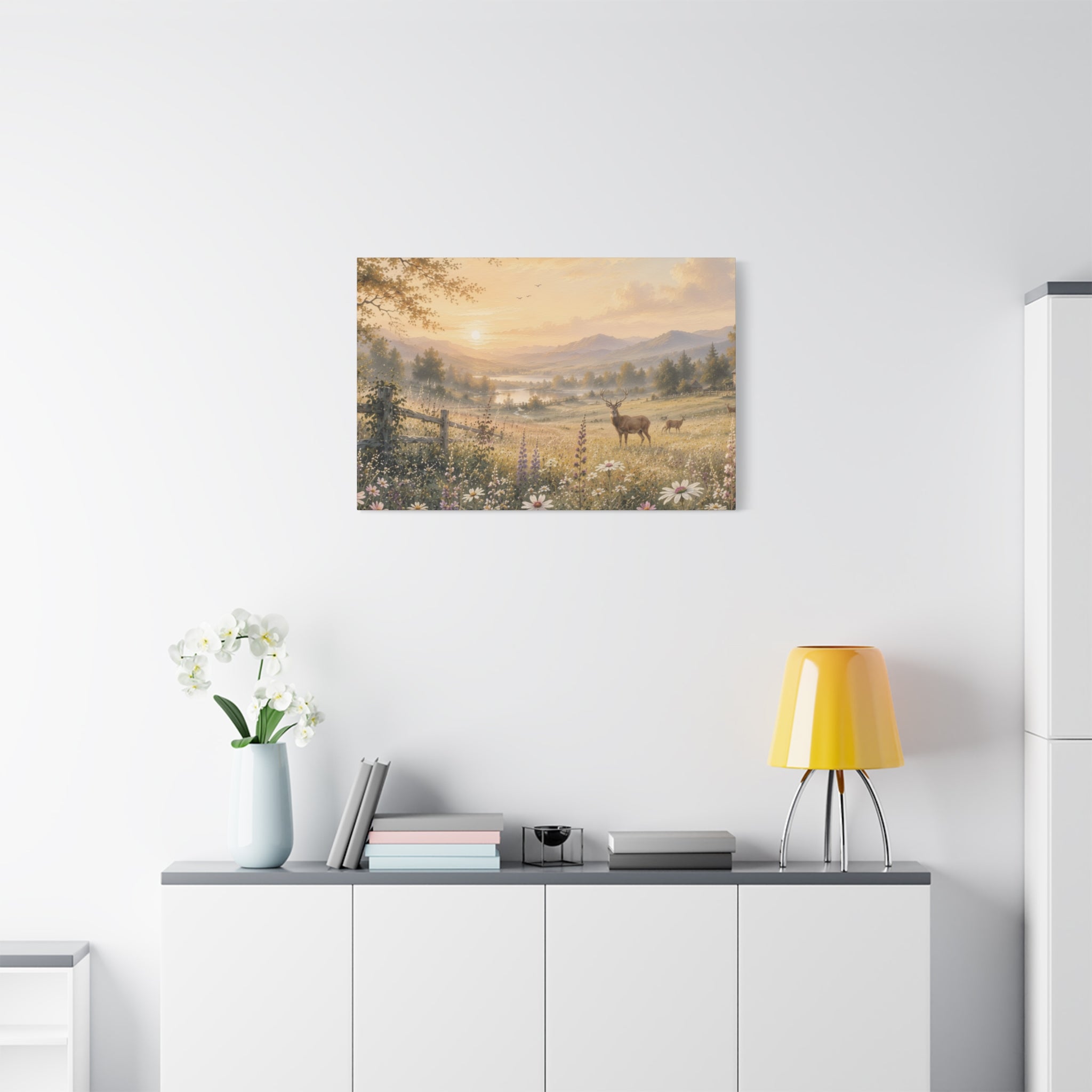 Deer Meadow Sunrise Canvas