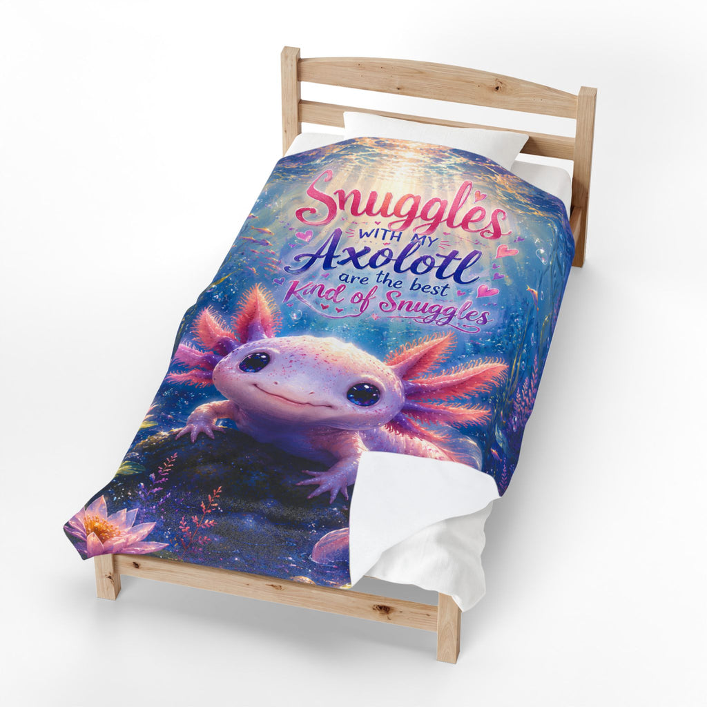 Axolotl Snuggles Velveteen Plush Blanket — "Snuggles with my Axolotl are the best kind of snuggles"