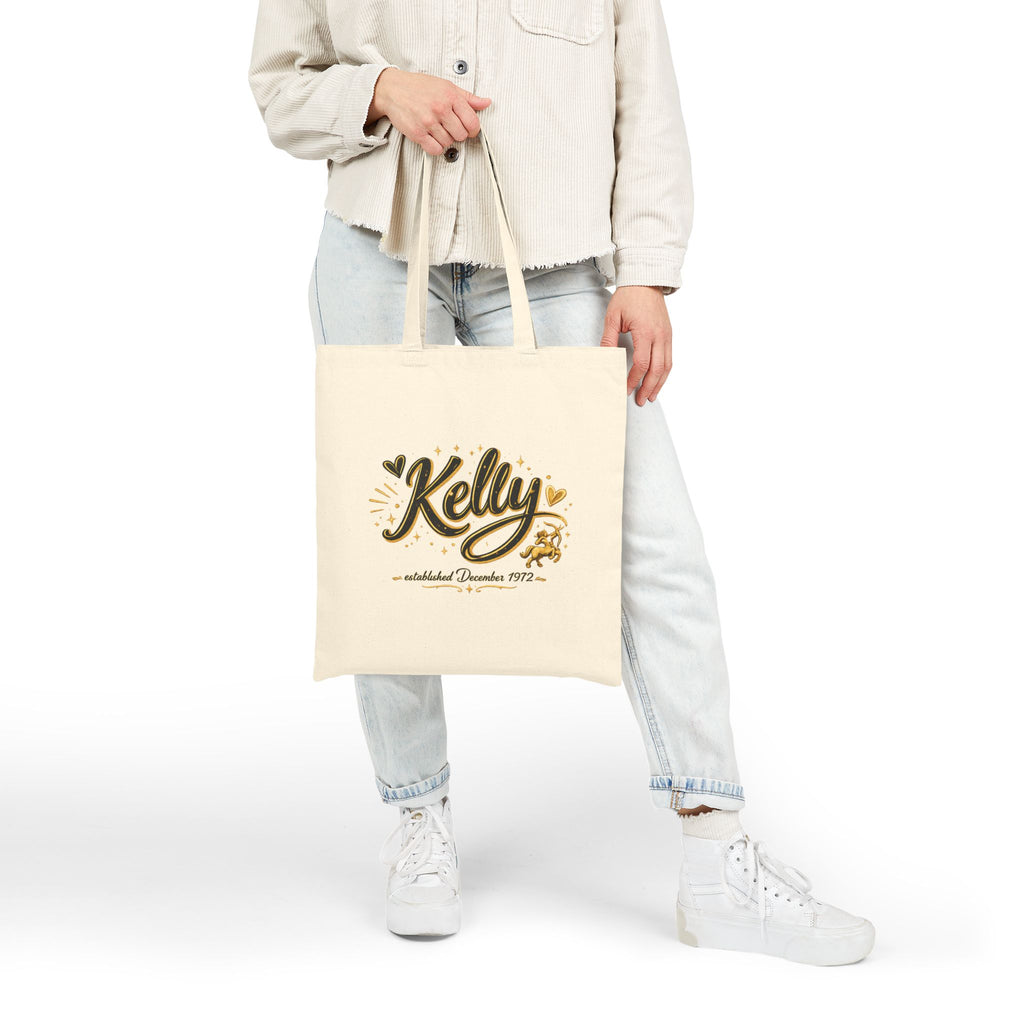 Personalized Tote Bag — "Kelly" Cotton Canvas Grocery & Market Tote