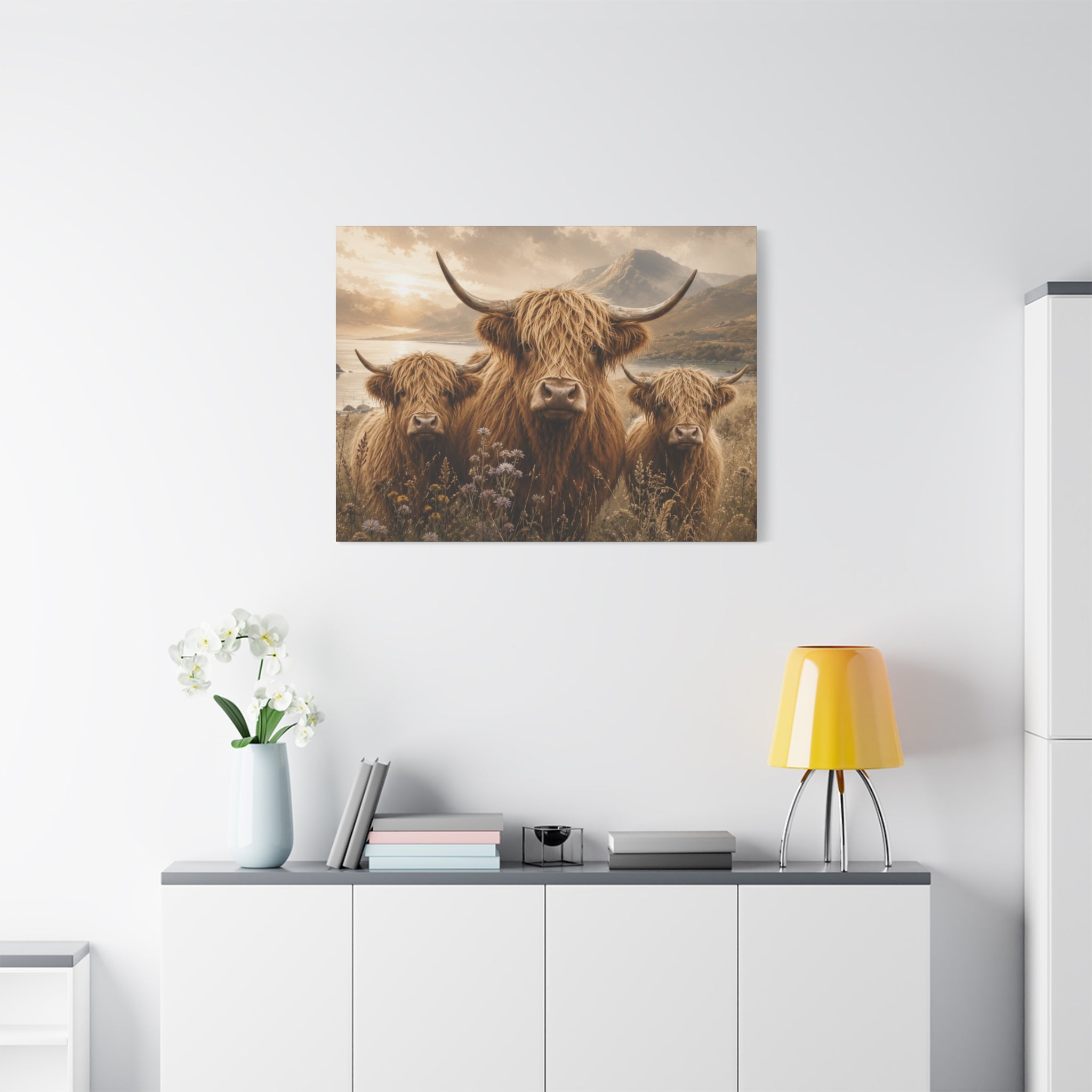 Highland Cows Canvas | Matte Stretched Wall Art