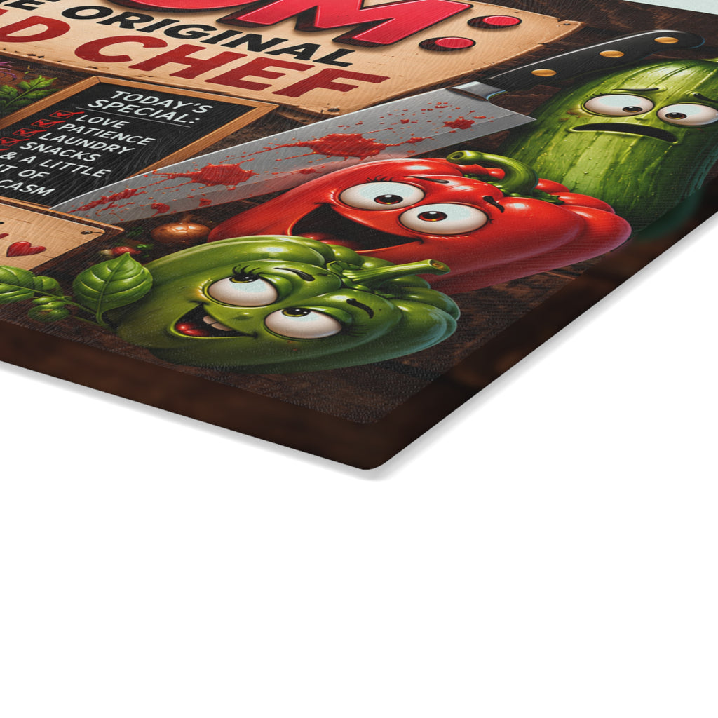 MOM Chef Kitchen Glass Cutting Board — Funny
