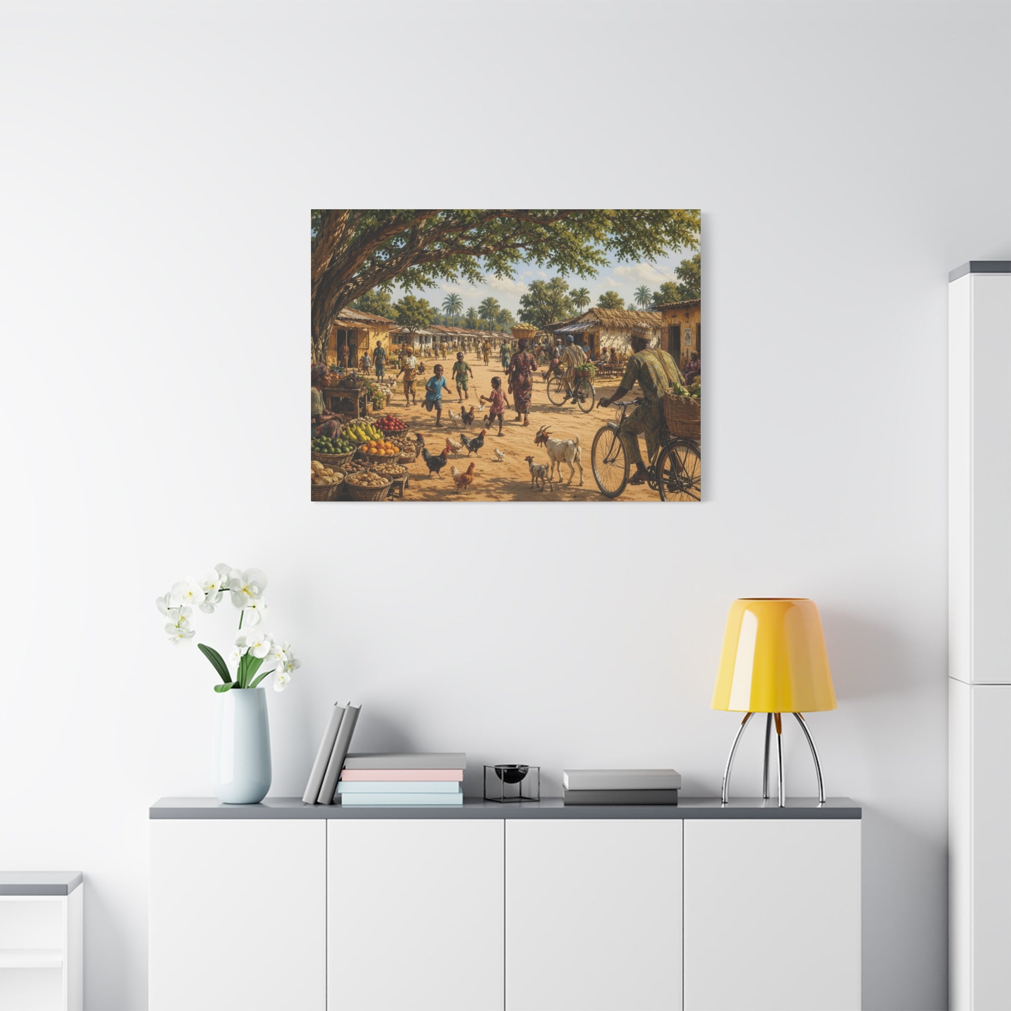 Nigerian Market Day Villagers Matte Canvas
