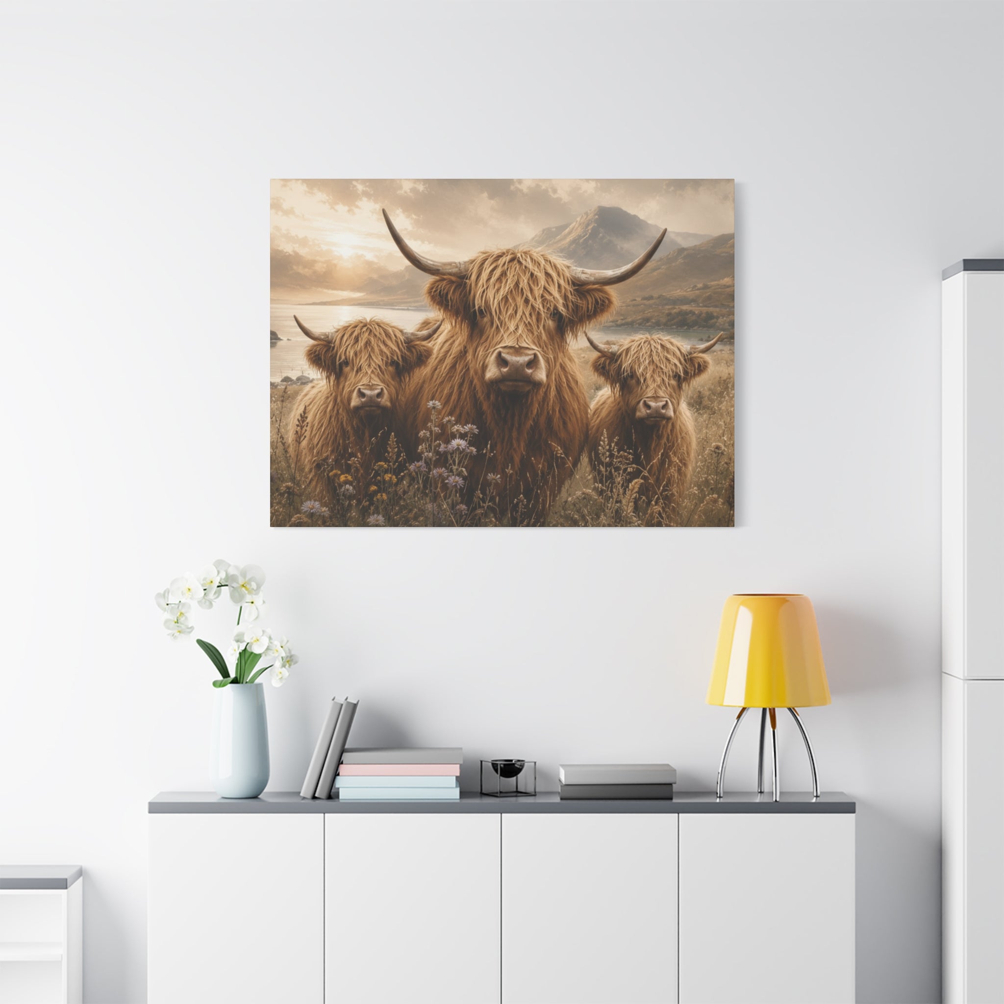 Highland Cows Canvas | Matte Stretched Wall Art