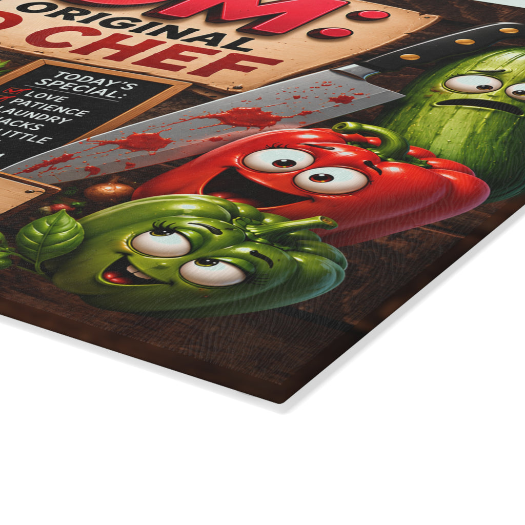 MOM Chef Kitchen Glass Cutting Board — Funny