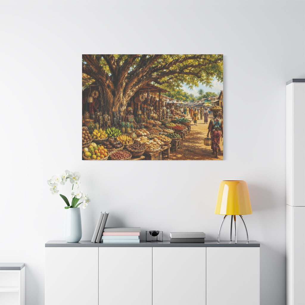 Nigerian Market Day Produce Matte Canvas