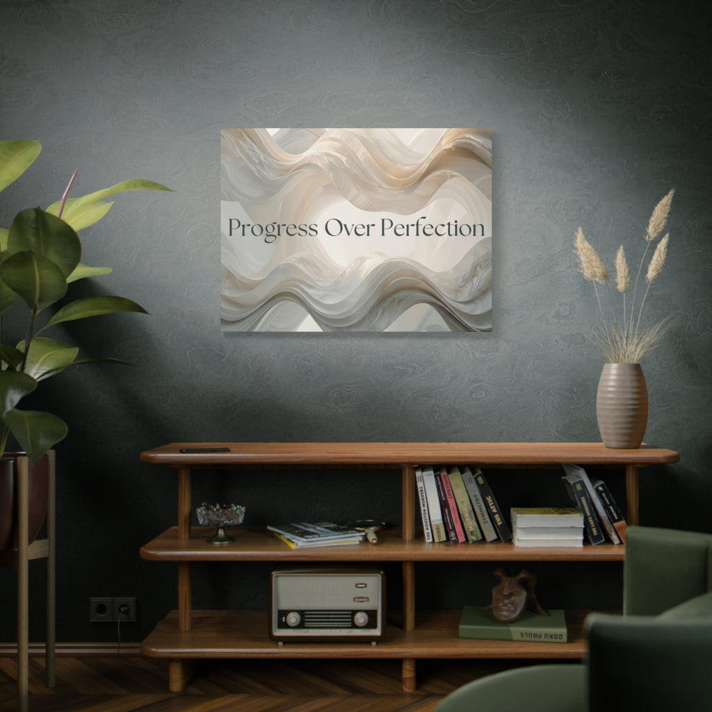 Progress Over Perfection Canvas | Inspirational Wall Art, Neutral Abstract