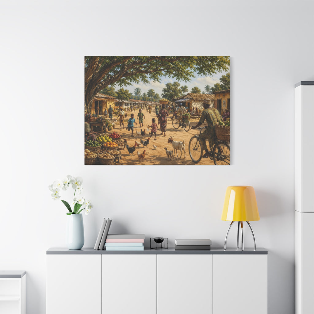 Nigerian Market Day Villagers Matte Canvas