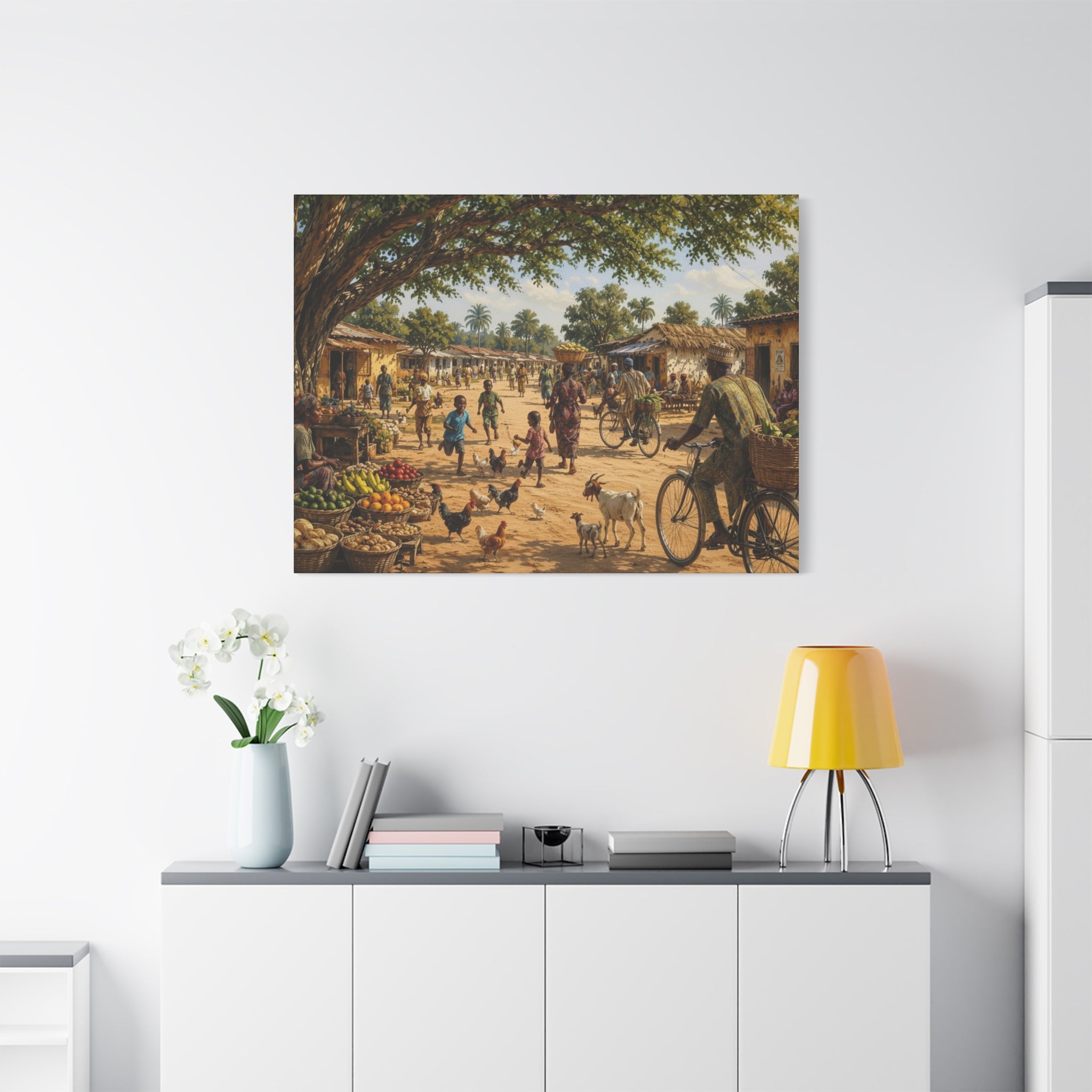 Nigerian Market Day Villagers Matte Canvas