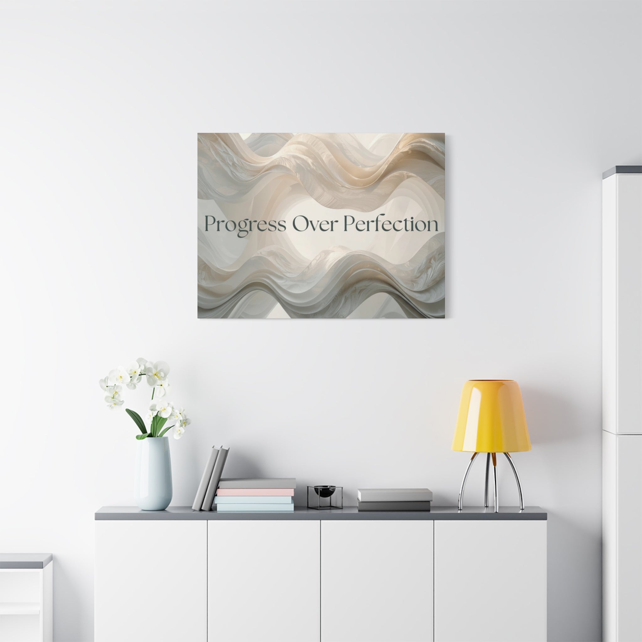 Progress Over Perfection Canvas | Inspirational Wall Art, Neutral Abstract