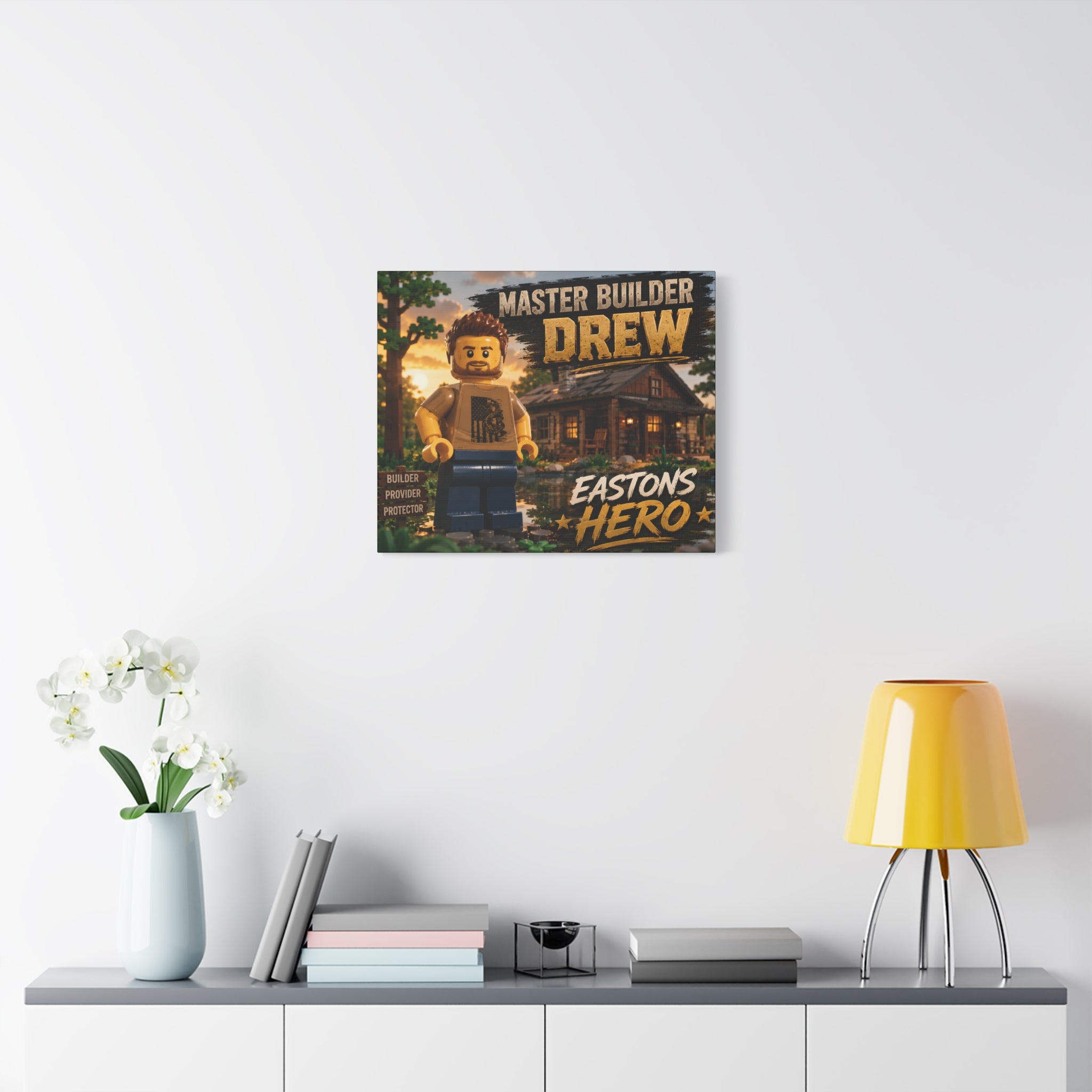 Master Builder “Name” Custom Canvas - “”Name” Hero” LEGO Minifigure Wall Art
