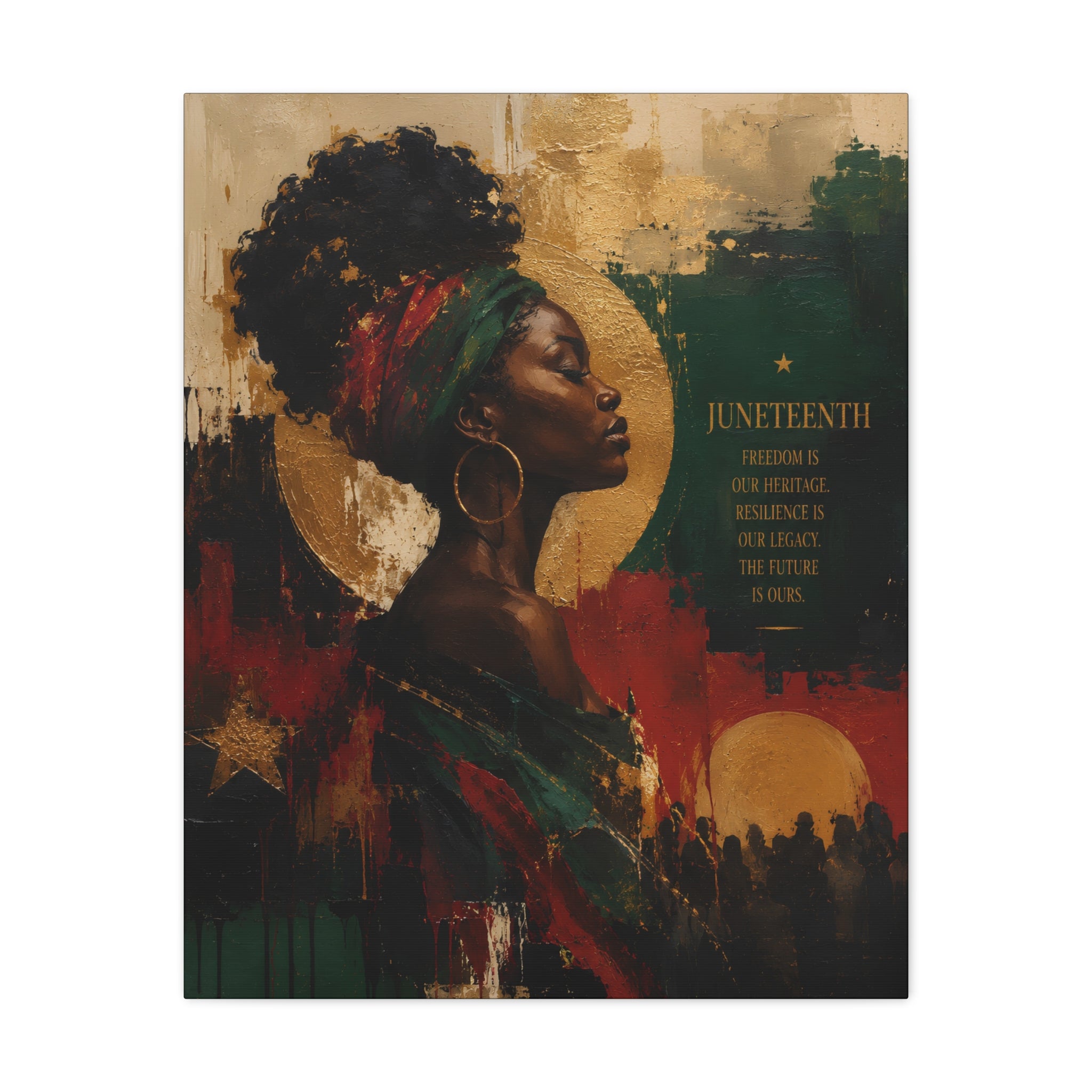 Juneteenth African Portrait Canvas Art – Inspirational Black History Wall Décor