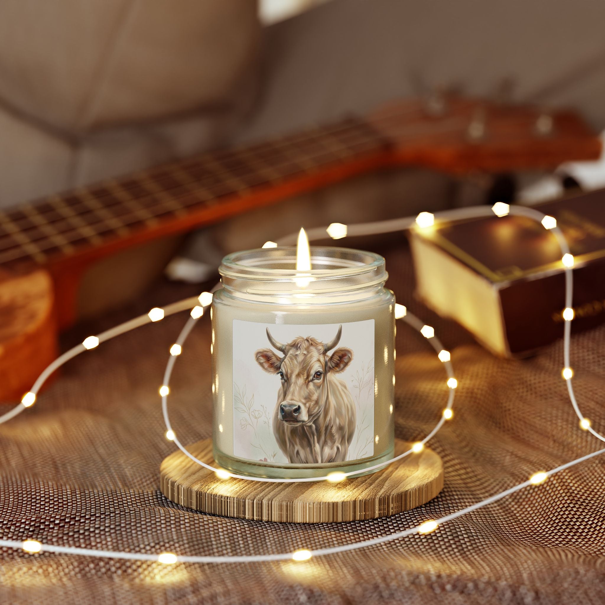 Highland Cow Candle | Farmhouse Decor Gift | Cute Cow Lover Gift | Soy Candle 4oz 9oz | Rustic Home Decor | Country Style Candle