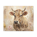 Floral Highland Cow Portrait Matte Canvas