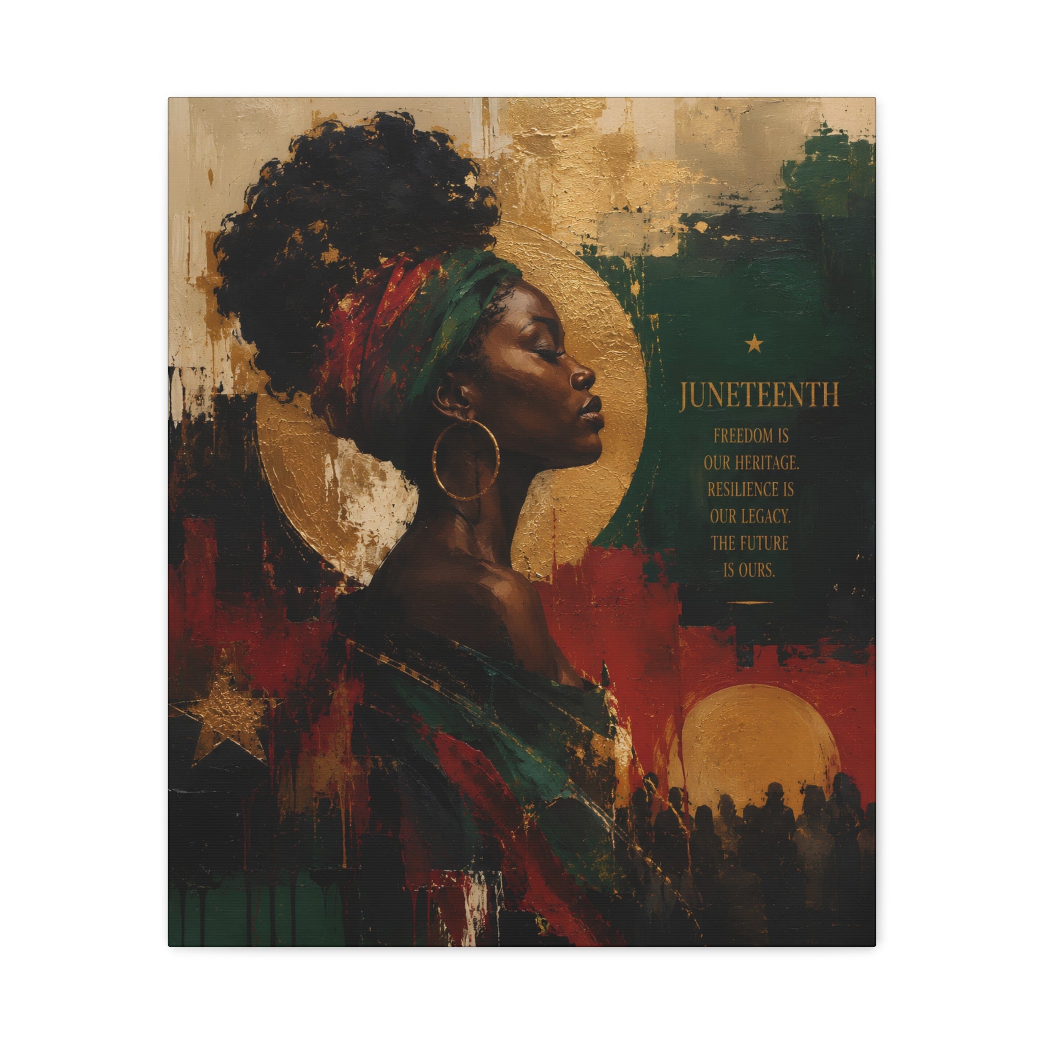 Juneteenth African Portrait Canvas Art – Inspirational Black History Wall Décor