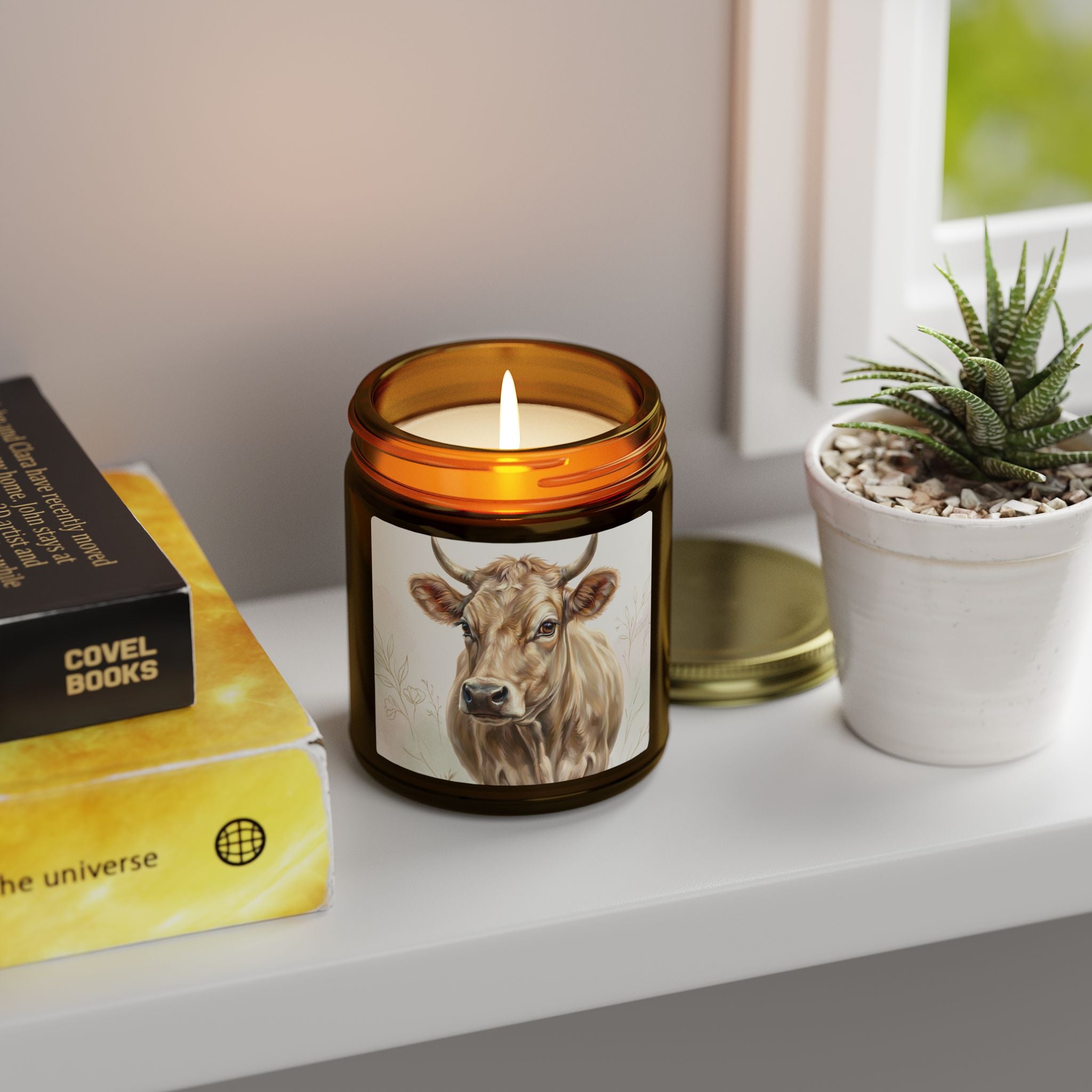Highland Cow Candle | Farmhouse Decor Gift | Cute Cow Lover Gift | Soy Candle 4oz 9oz | Rustic Home Decor | Country Style Candle