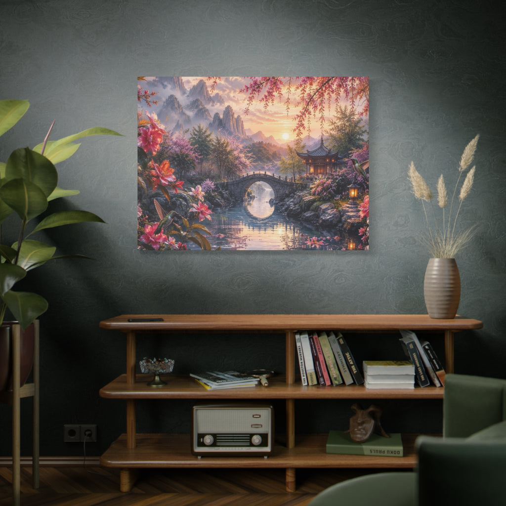 Zen Cherry Blossom Landscape Matte Canvas
