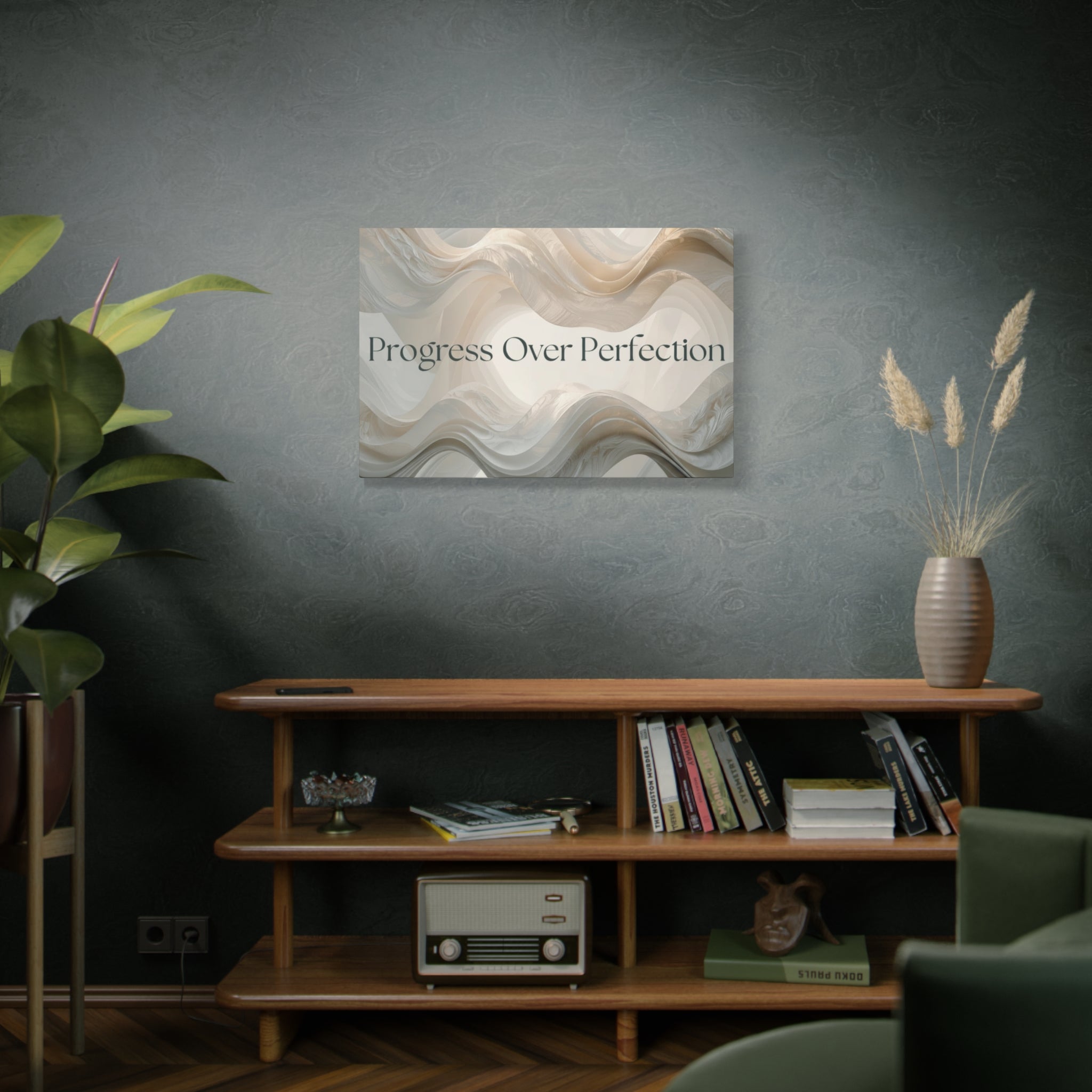 Progress Over Perfection Canvas | Inspirational Wall Art, Neutral Abstract