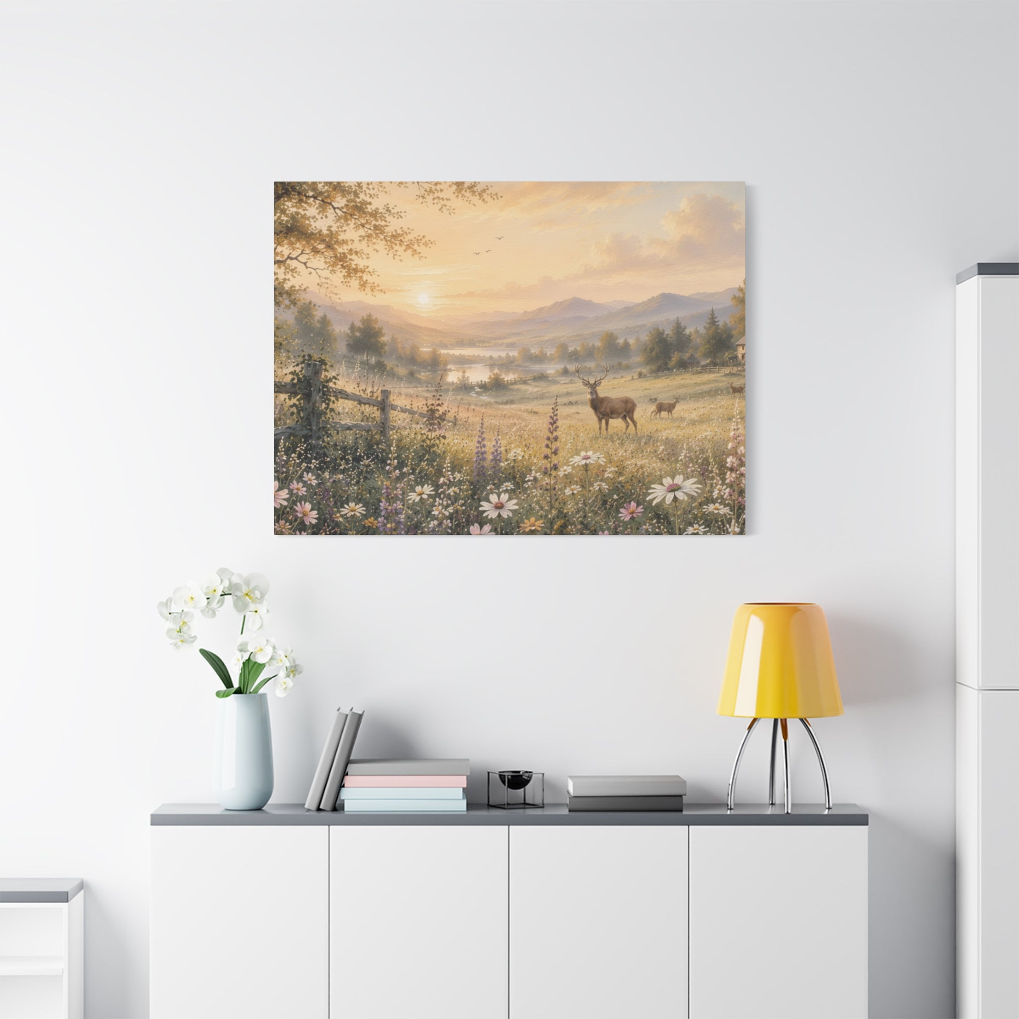 Deer Meadow Sunrise Canvas