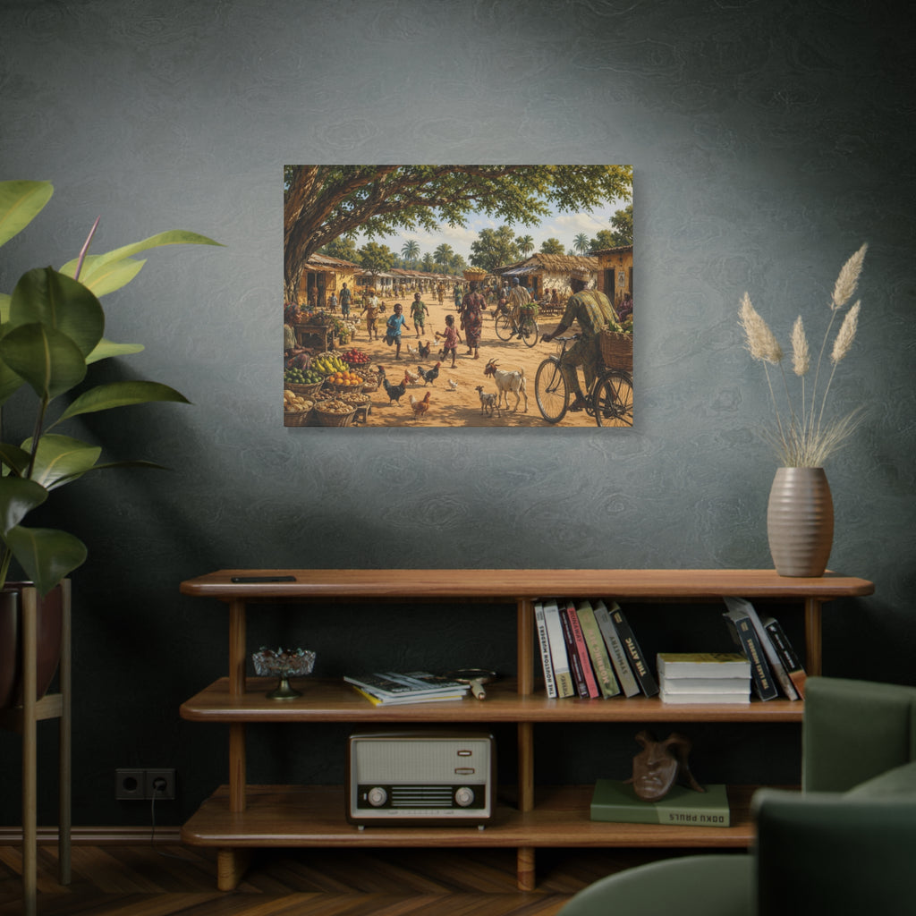 Nigerian Market Day Villagers Matte Canvas