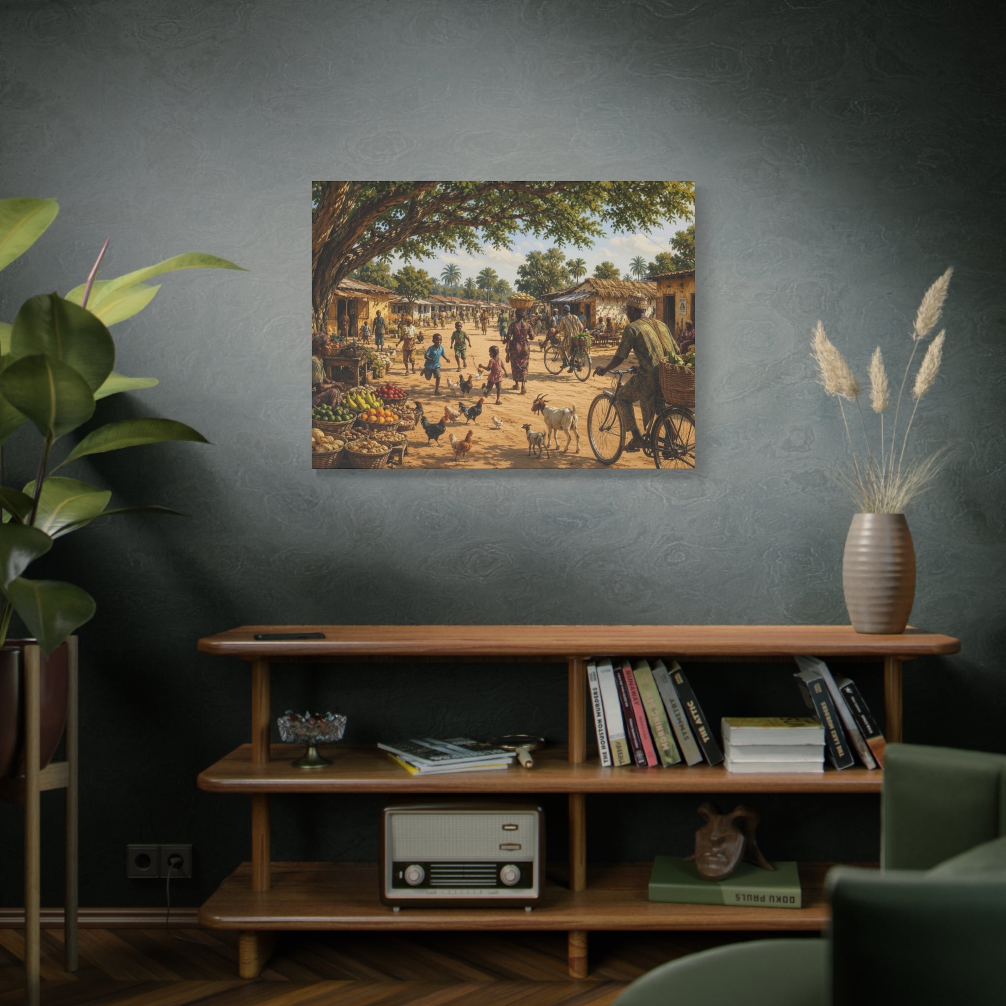 Nigerian Market Day Villagers Matte Canvas