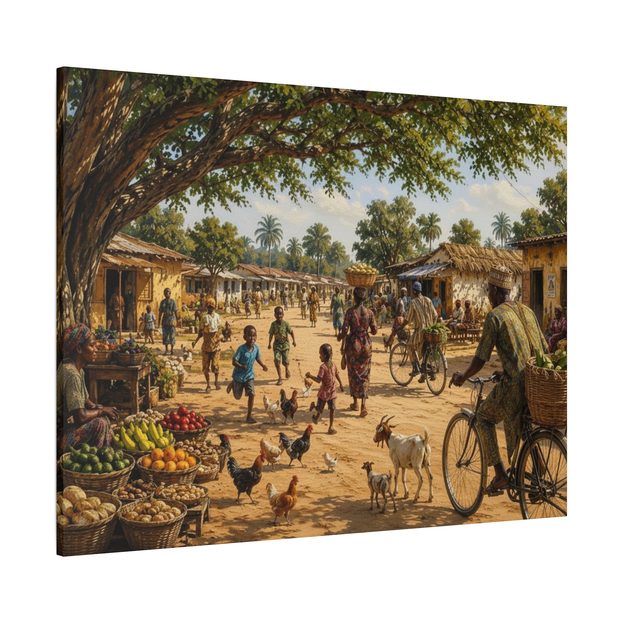 Nigerian Market Day Villagers Matte Canvas