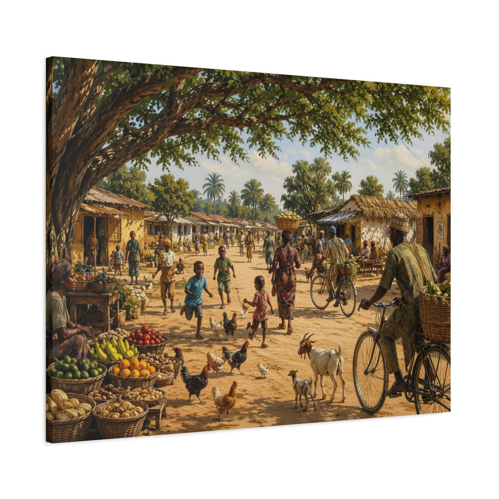 Nigerian Market Day Villagers Matte Canvas