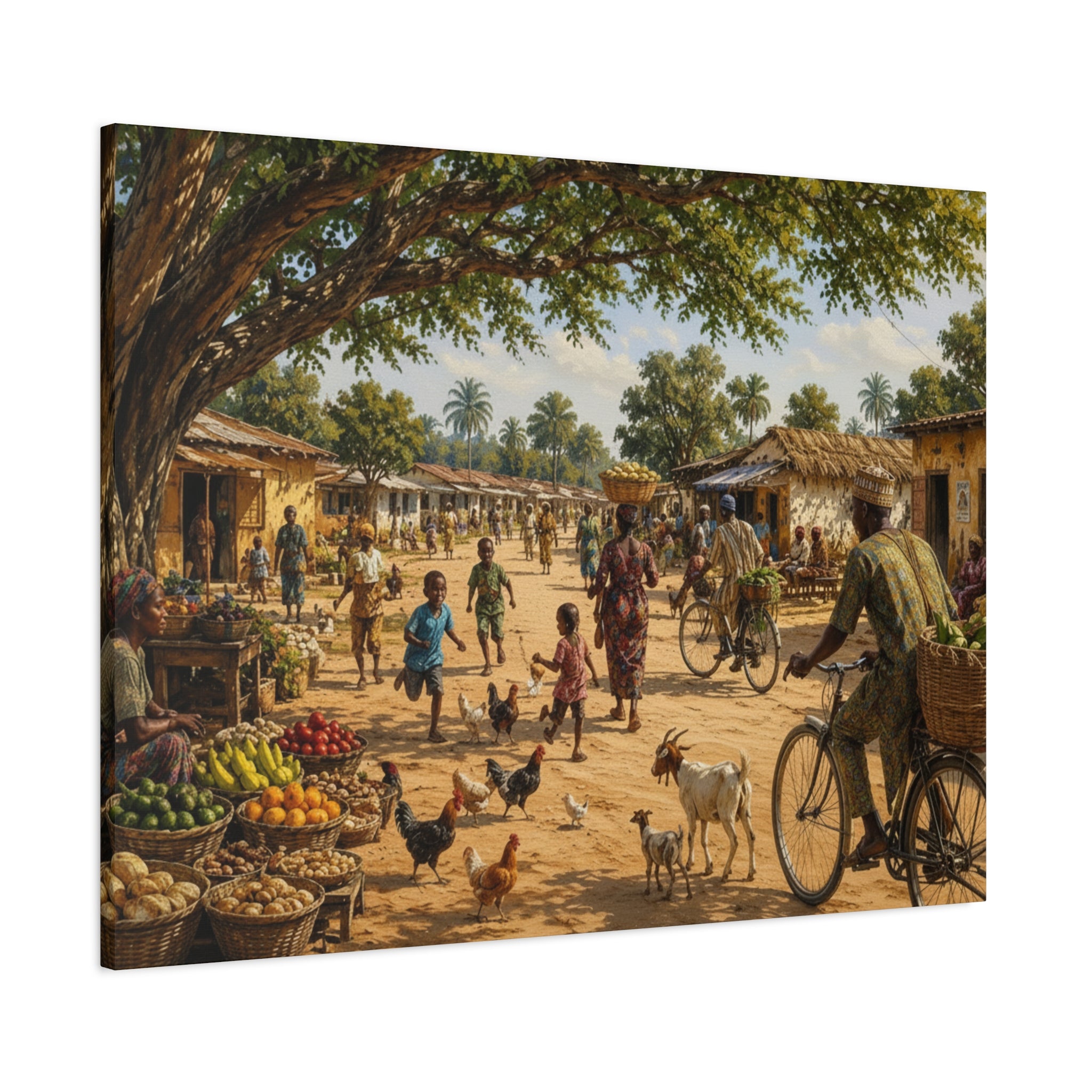 Nigerian Market Day Villagers Matte Canvas