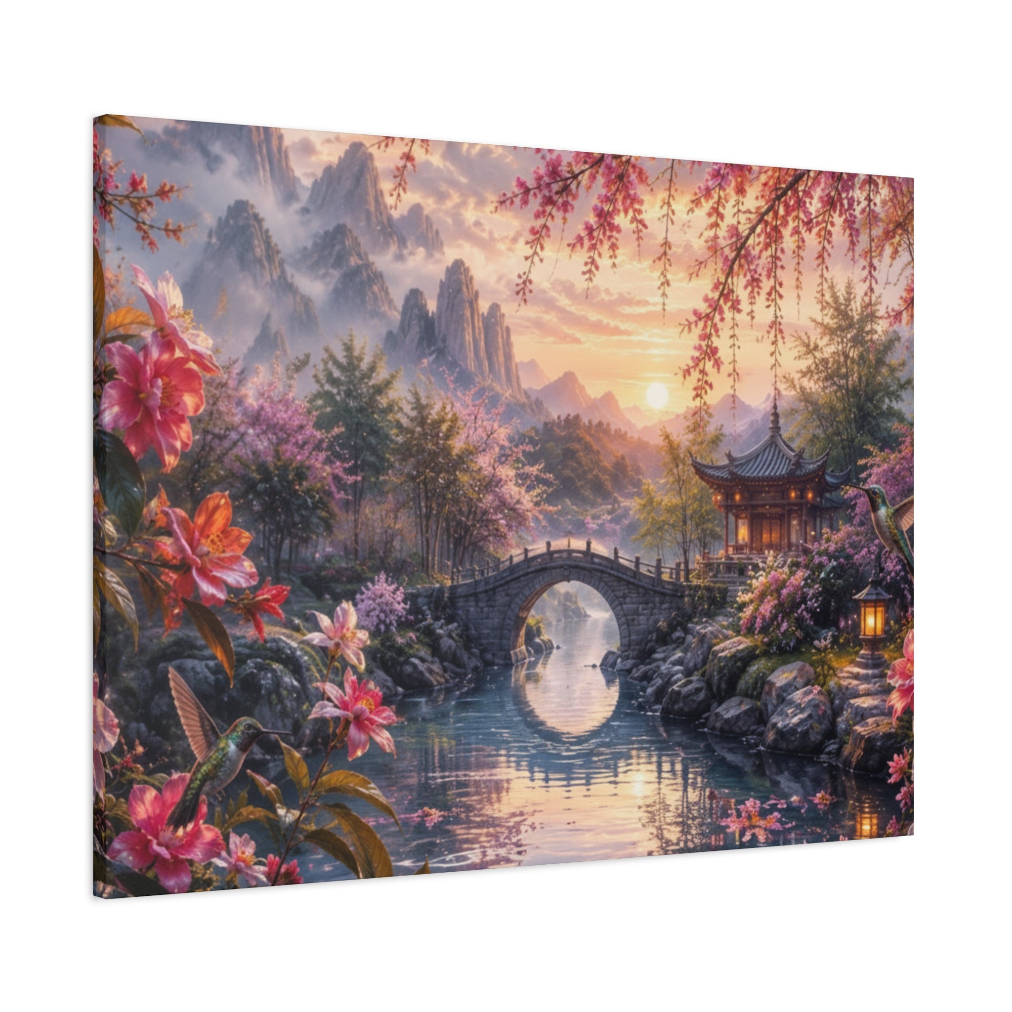 Zen Cherry Blossom Landscape Matte Canvas
