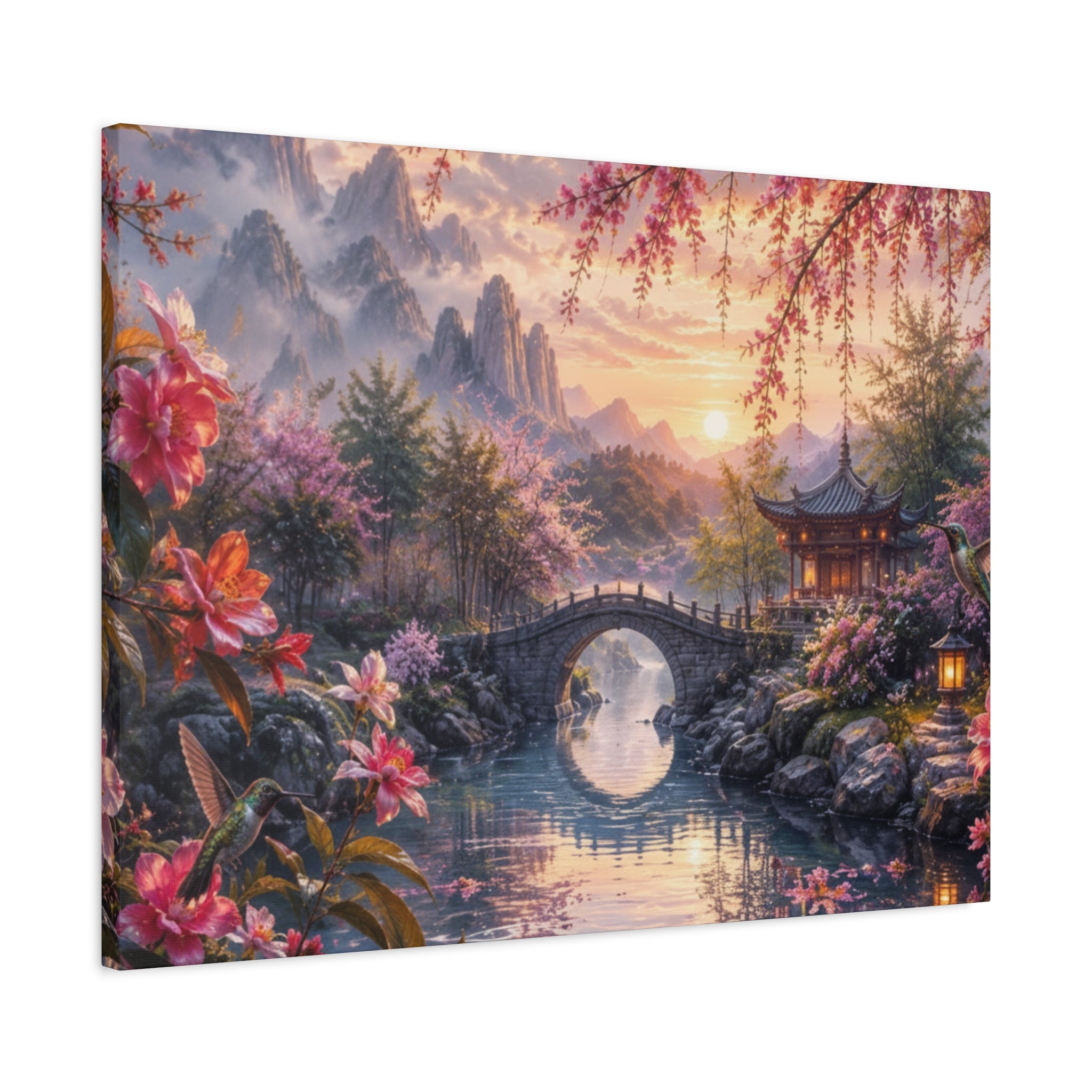Zen Cherry Blossom Landscape Matte Canvas