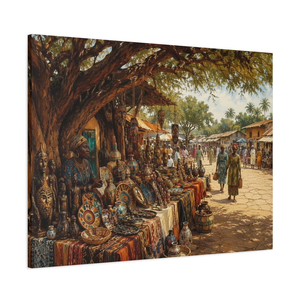 Nigerian Market Day Cultural Matte Canvas