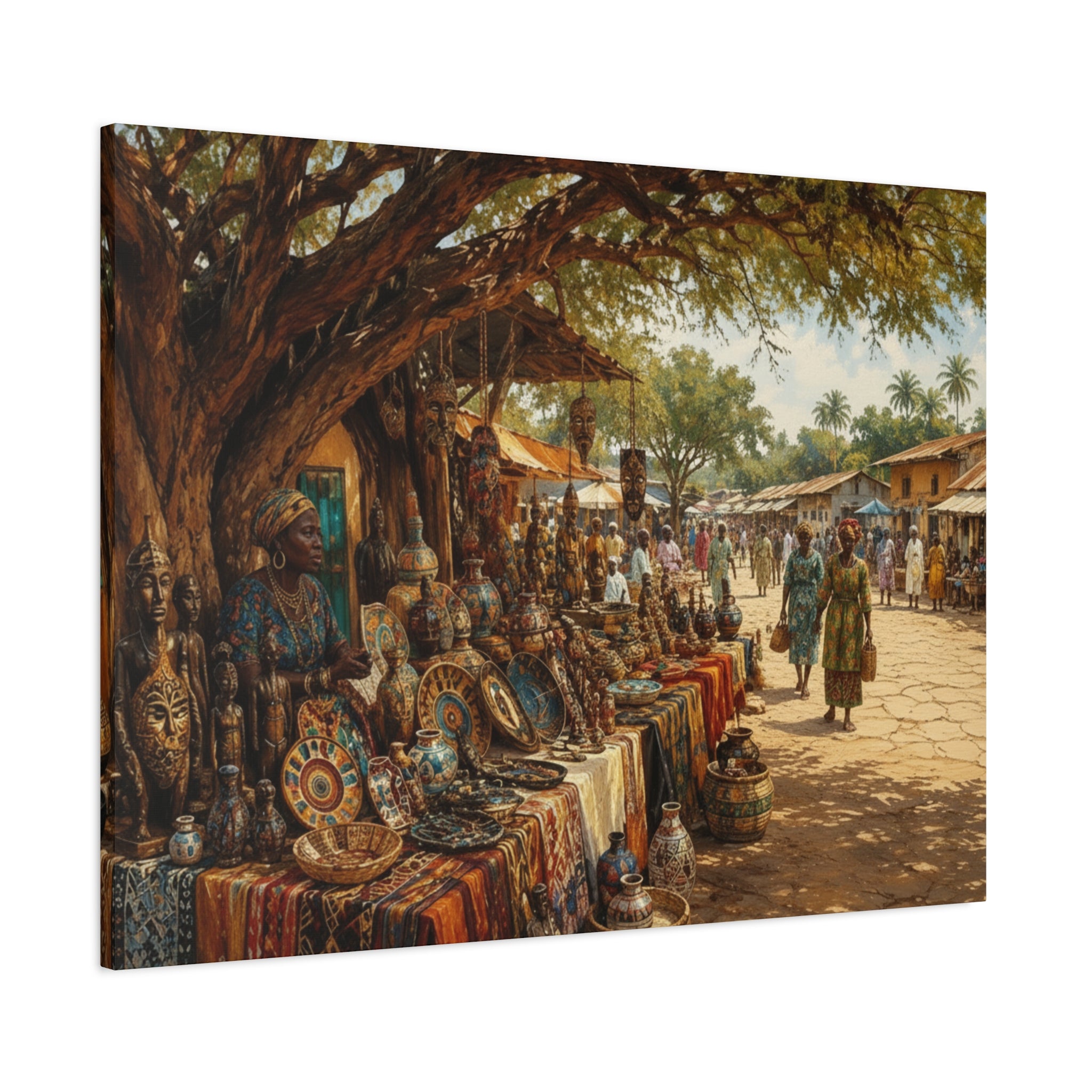 Nigerian Market Day Cultural Matte Canvas