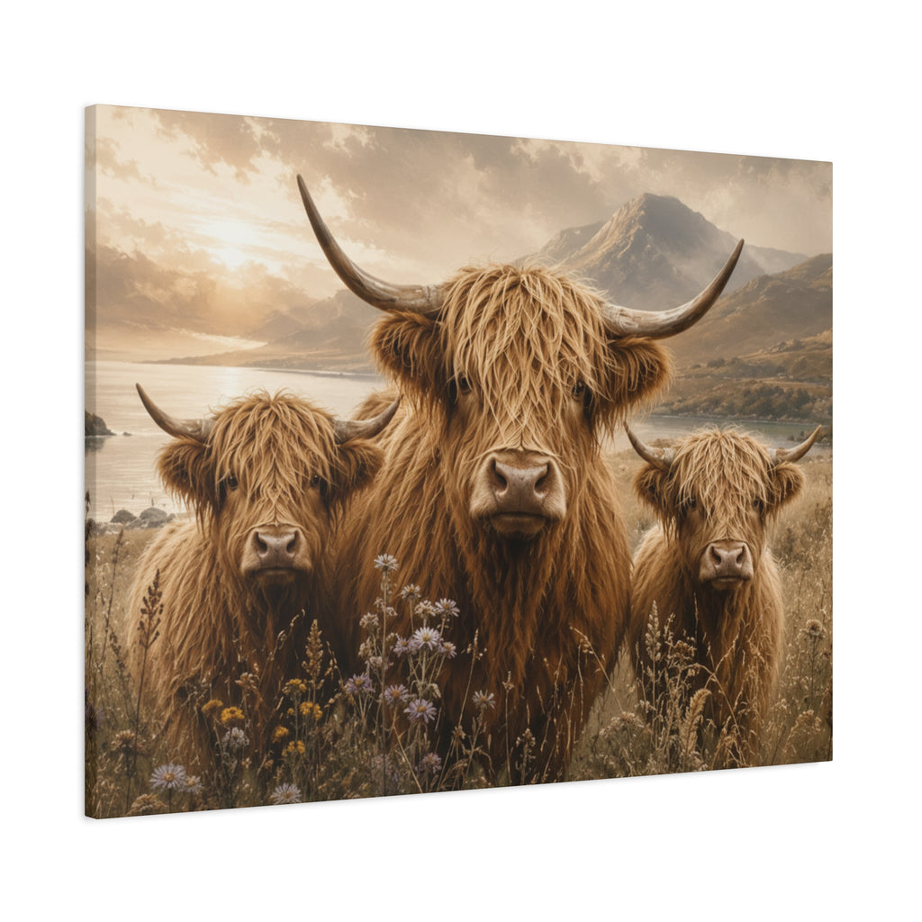 Highland Cows Canvas | Matte Stretched Wall Art