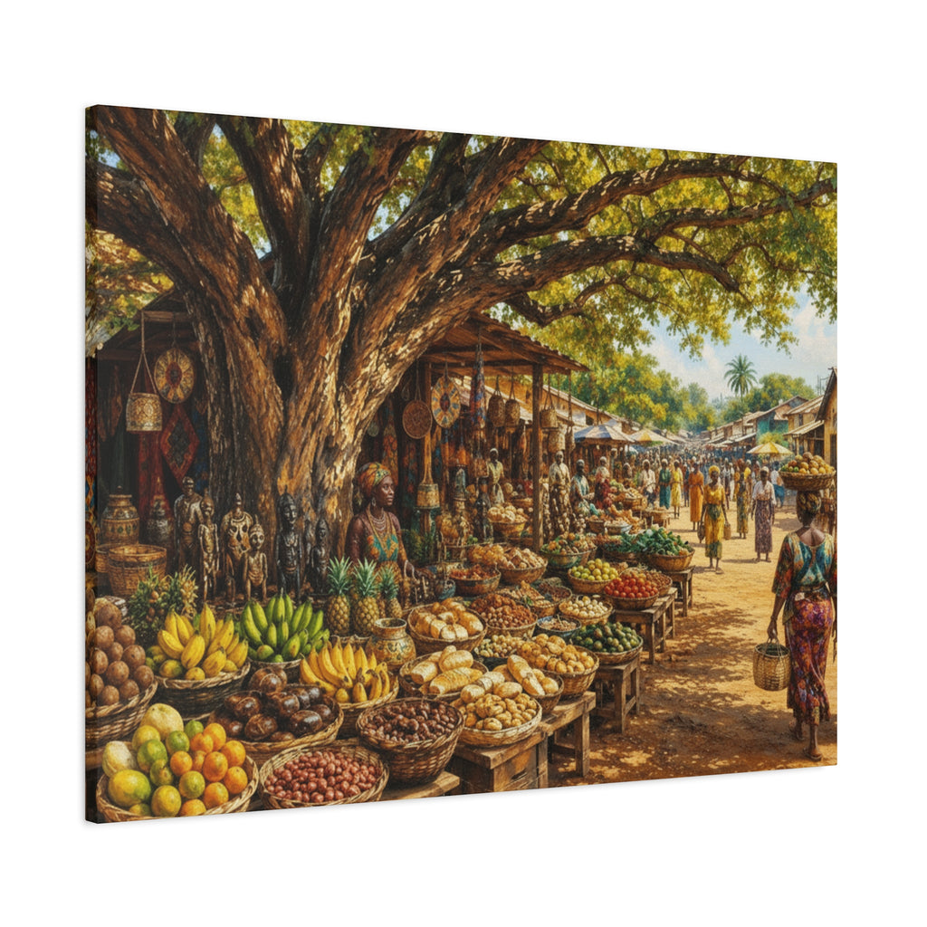 Nigerian Market Day Produce Matte Canvas