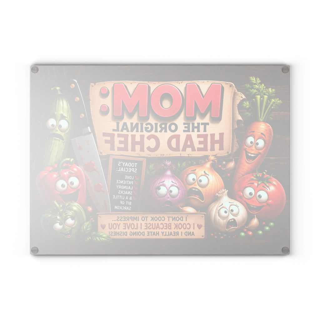 MOM Chef Kitchen Glass Cutting Board — Funny