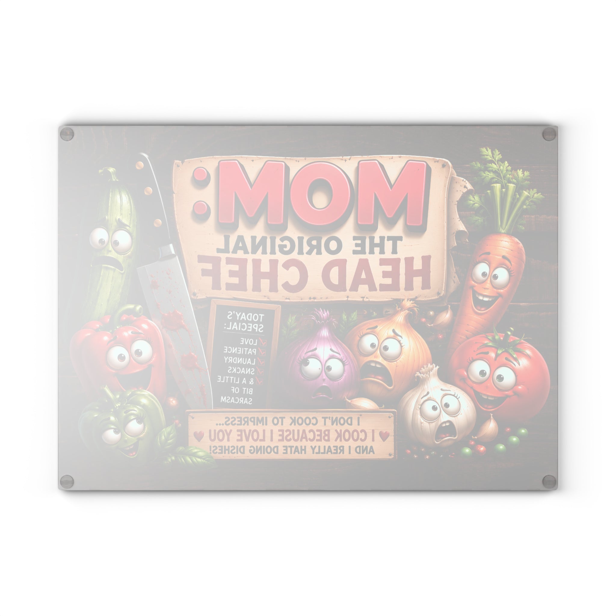 MOM Chef Kitchen Glass Cutting Board — Funny