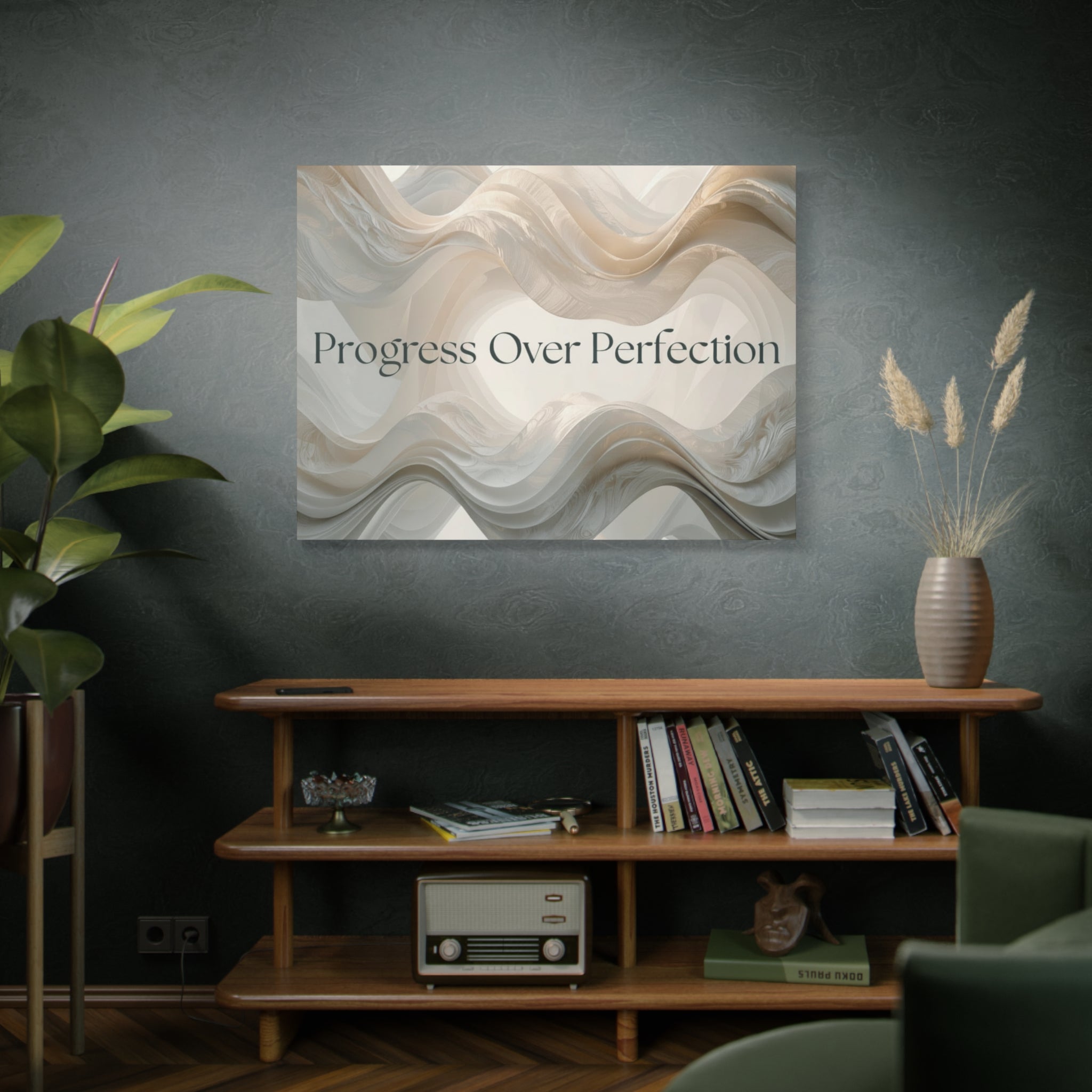 Progress Over Perfection Canvas | Inspirational Wall Art, Neutral Abstract