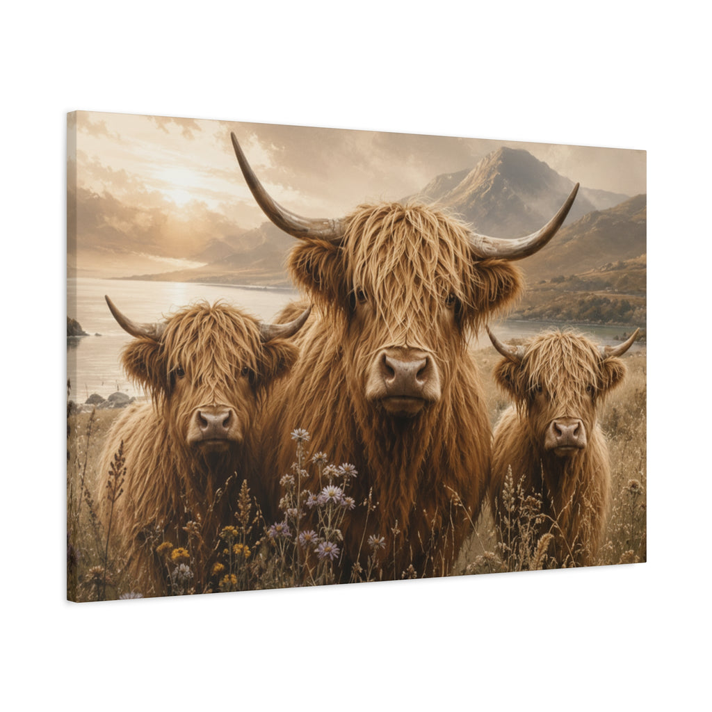 Highland Cows Canvas | Matte Stretched Wall Art