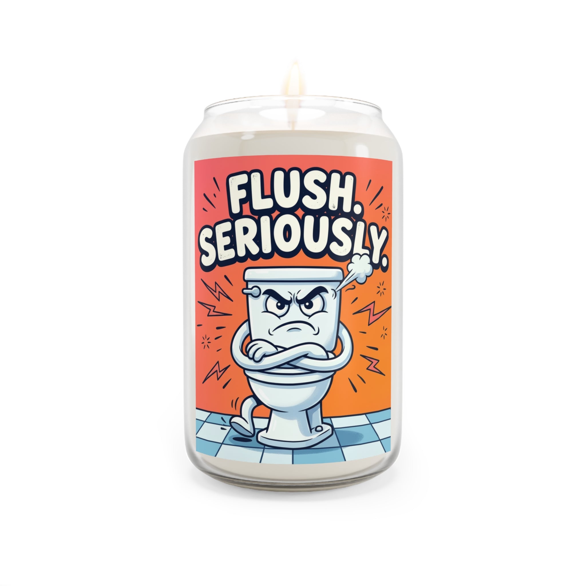 Bathroom Funny Illustration Flush Seriously Candle, Soy Candle